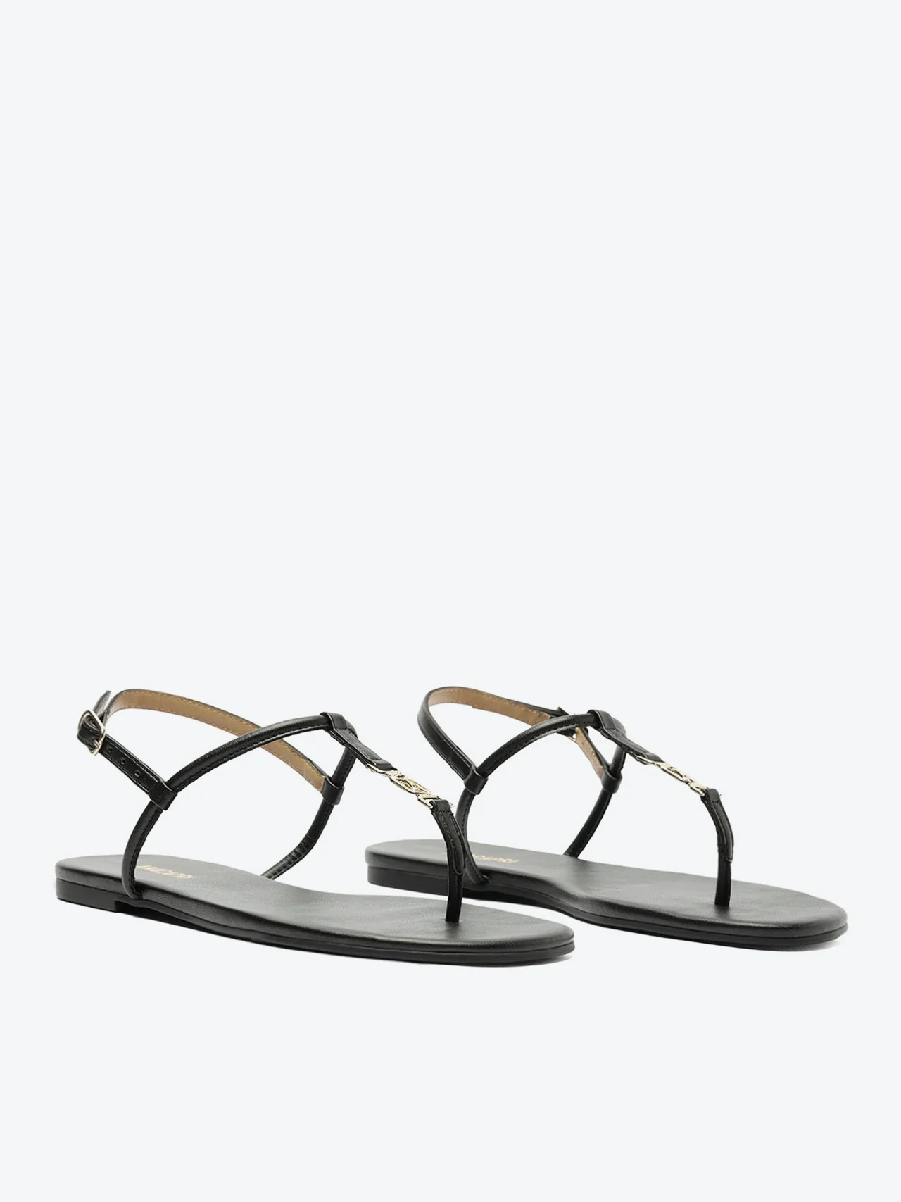 Sandália Rasteira Slim Metal A Preta