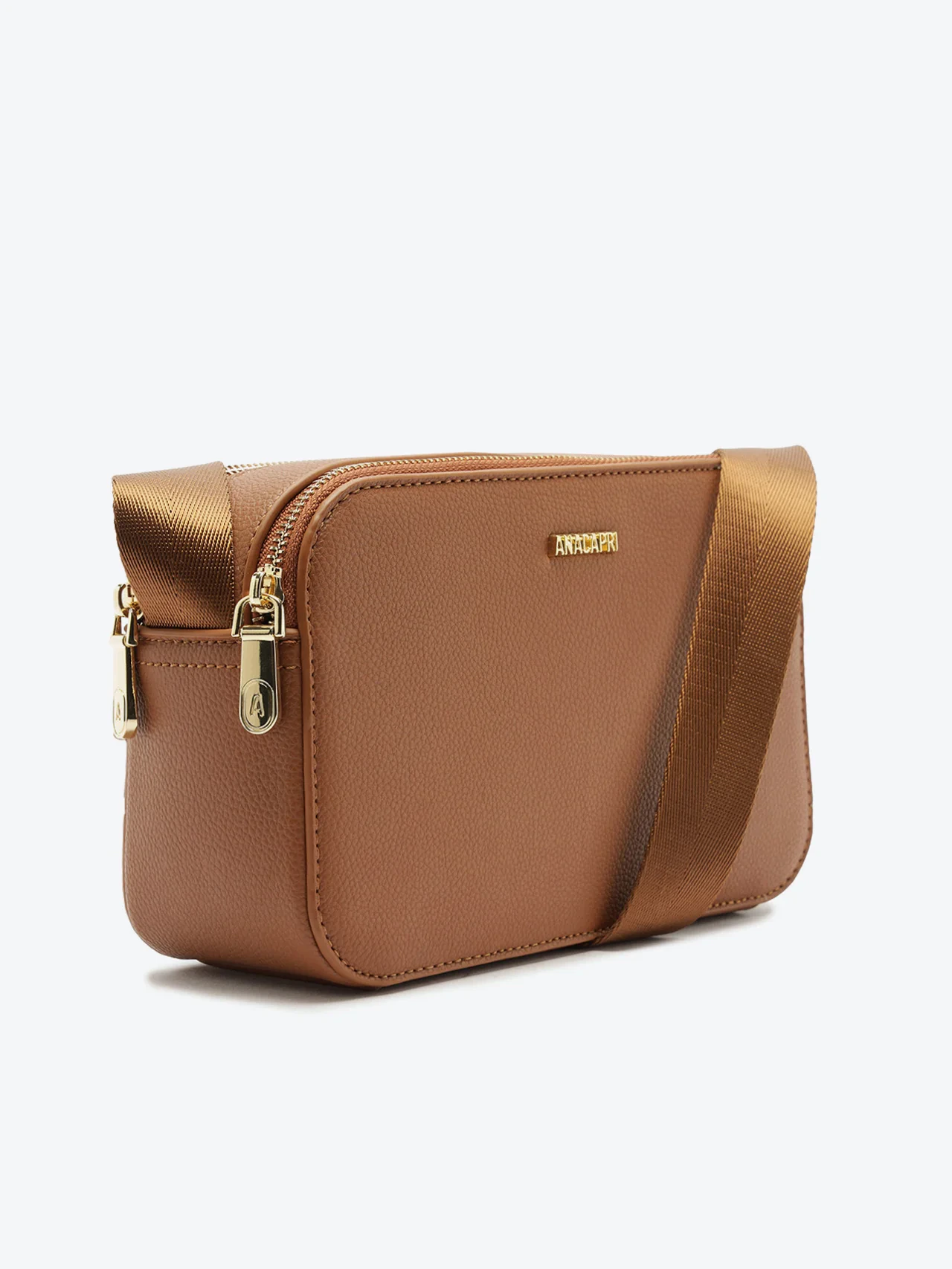 Bolsa Tiracolo Média Estruturada Gorgurão Marrom