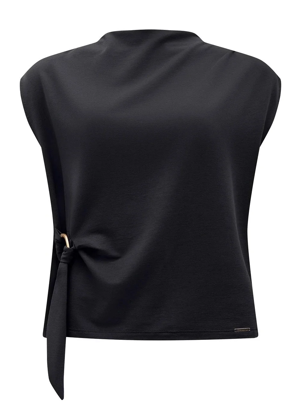 Lunender - Blusa de Mangas Curtas com Argola Preto