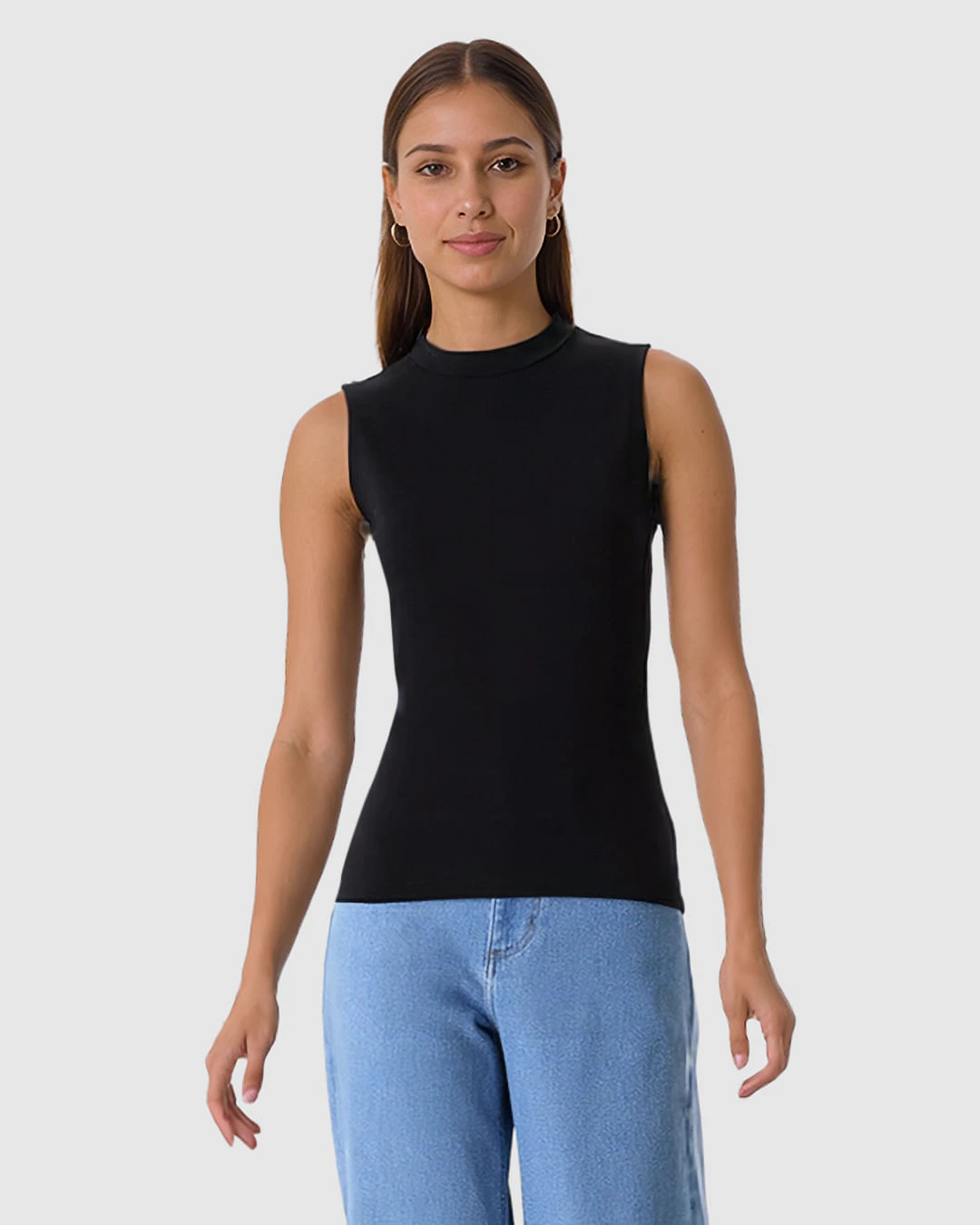 Regata Justa Feminina Gola Alta Em Malha Viscose