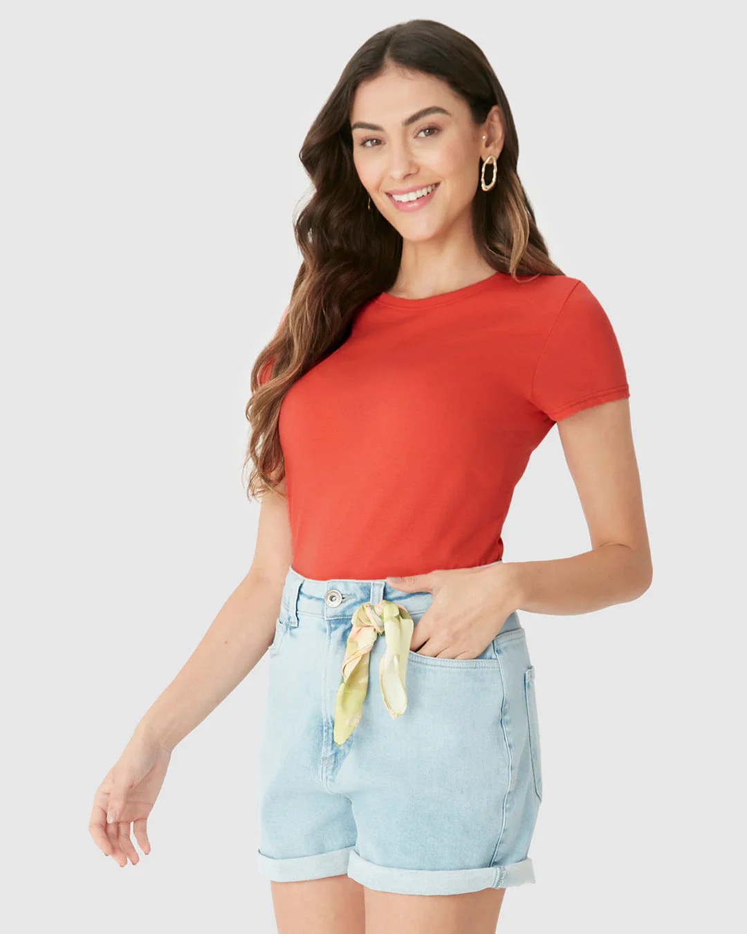 Camiseta Básica Feminina Slim Em Algodão