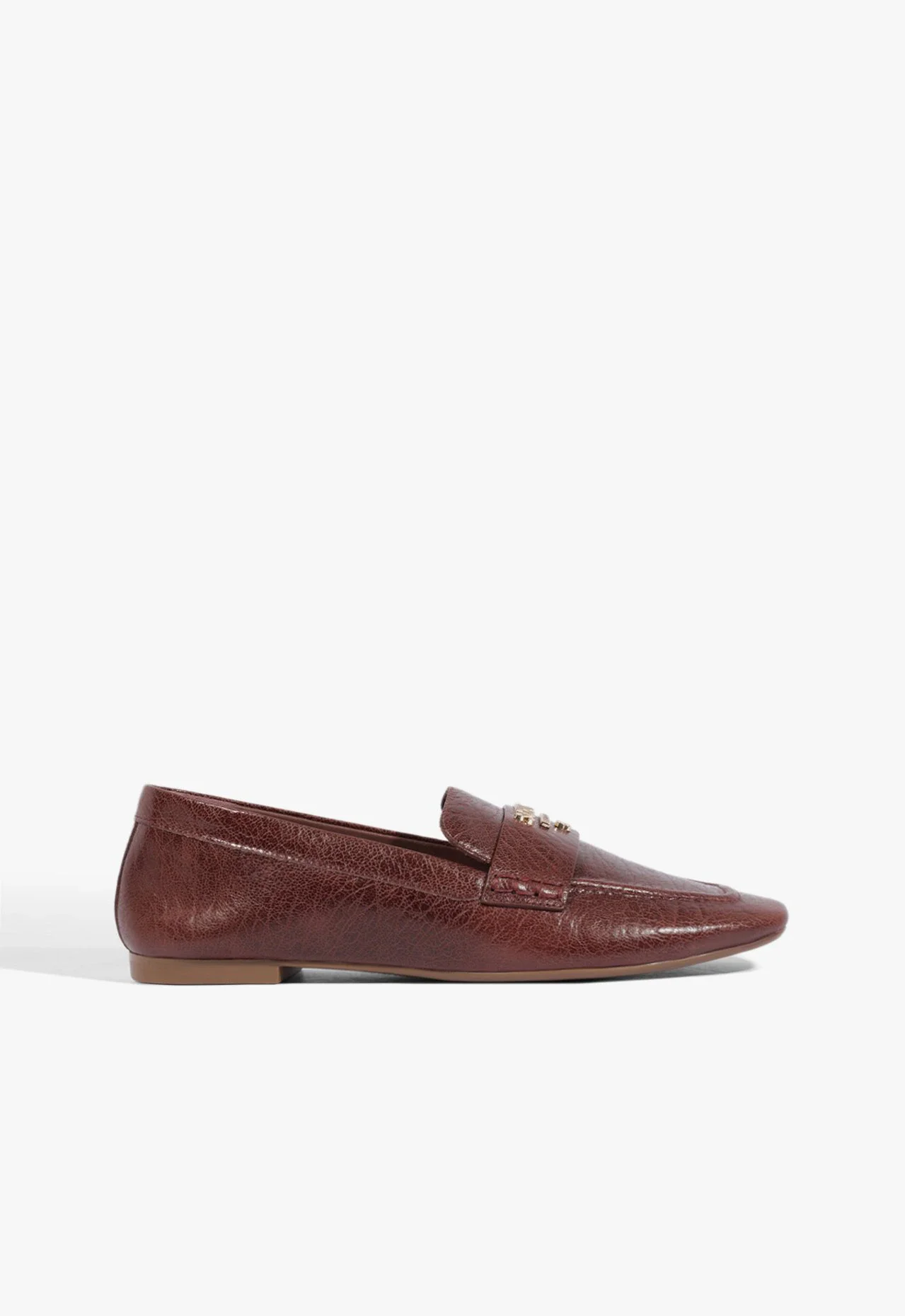 Mocassim Bico Quadrado Couro Marrom