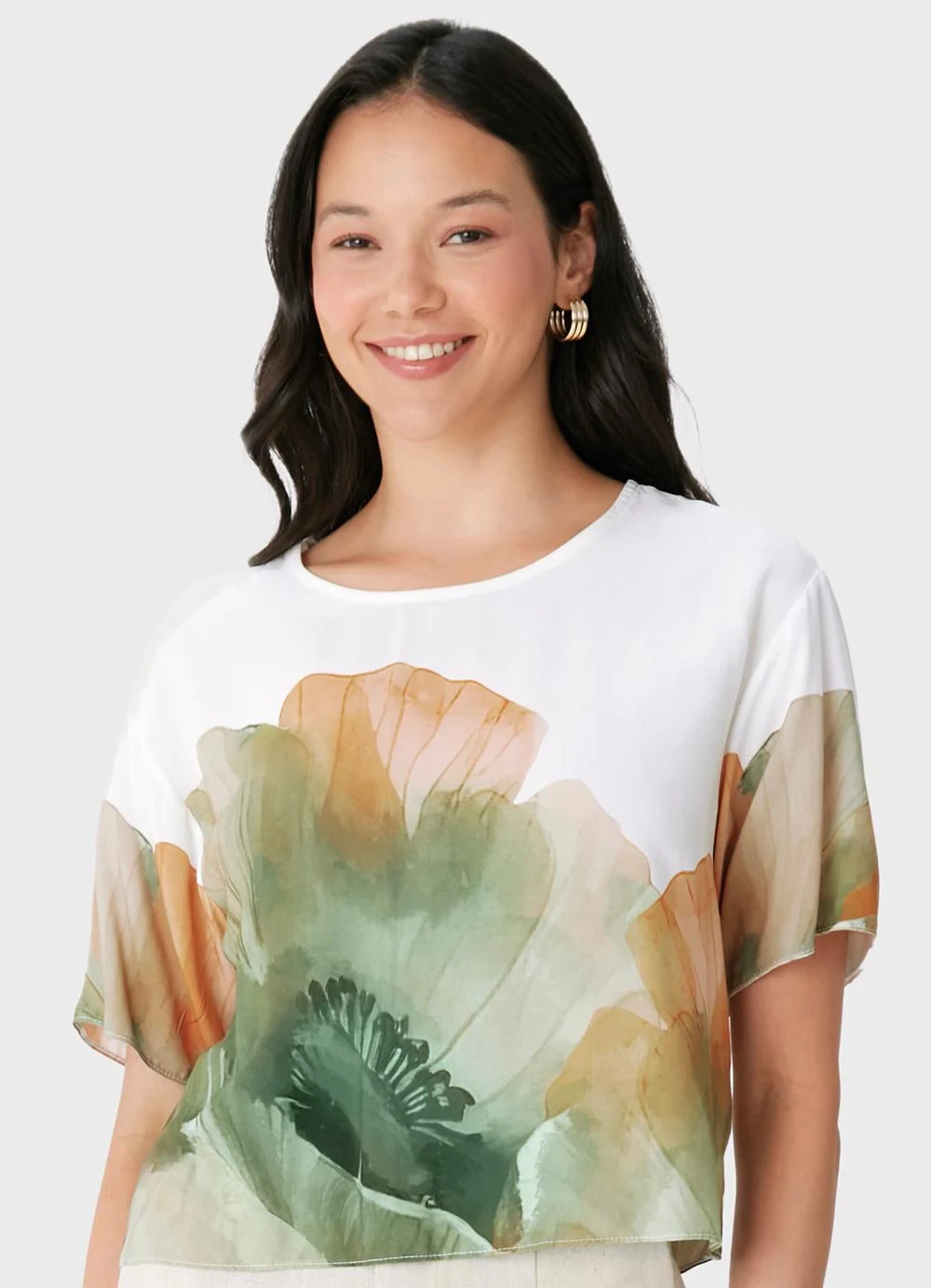 Malwee - Blusa Box Tropical Branco