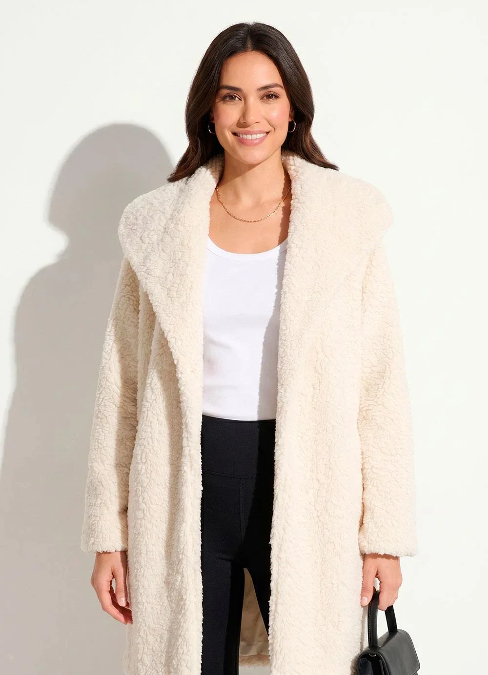 Quintess - Casaco Teddy Alongado Off White