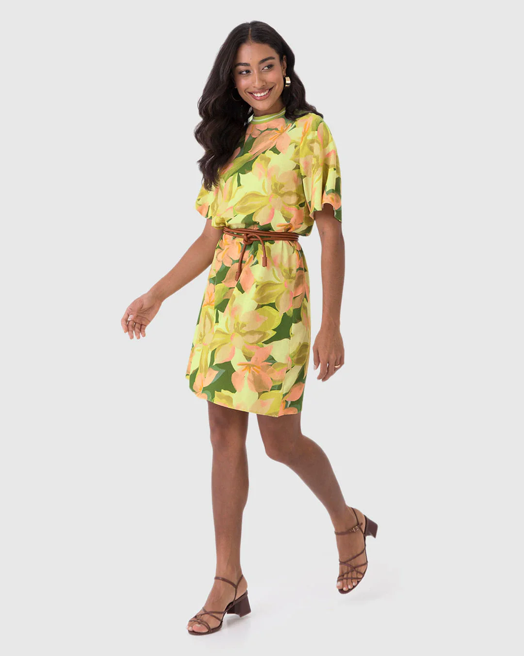 Vestido Amplo Feminino Decote Retilínea Em Viscolinho Texturizado