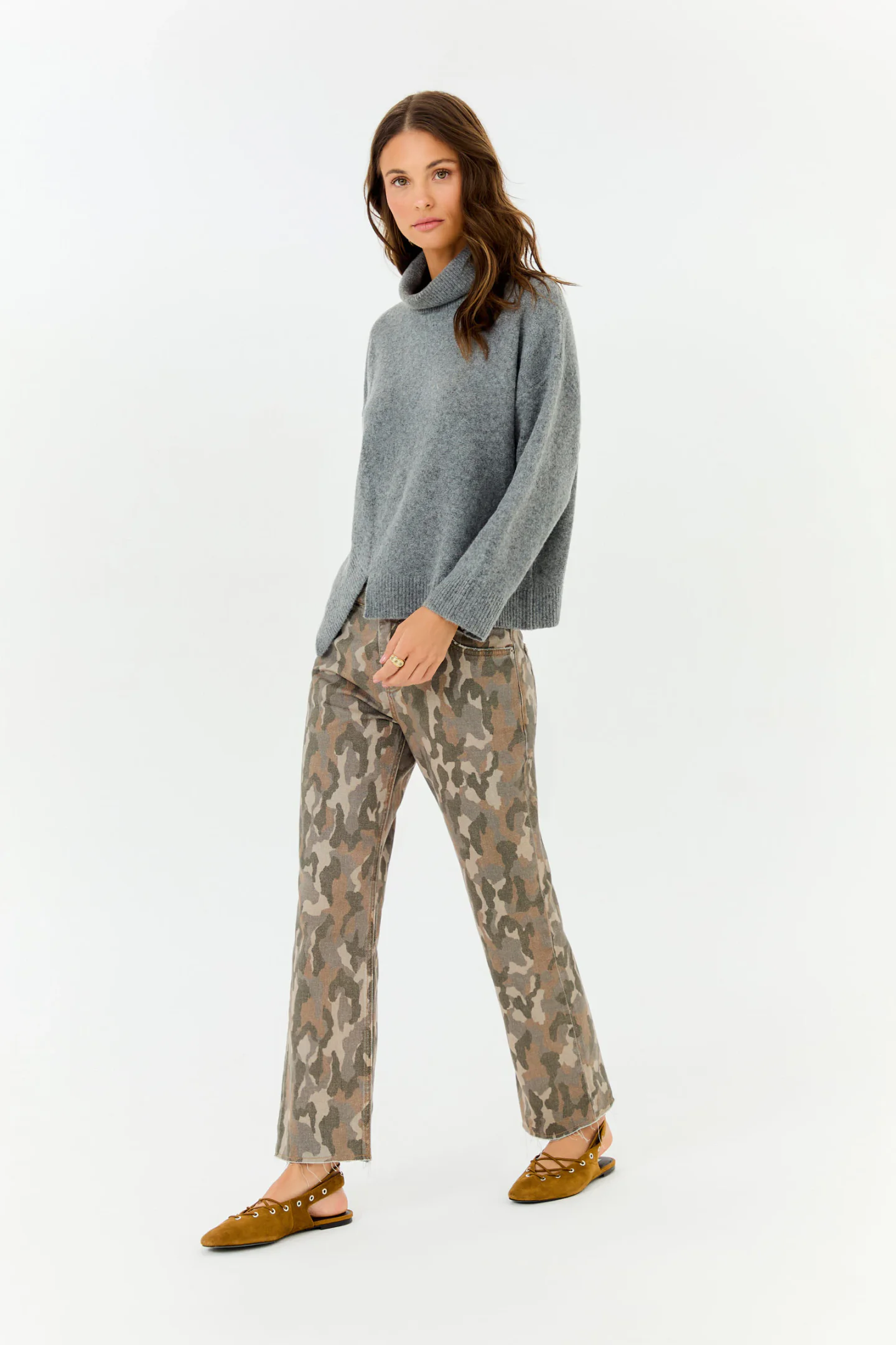Calça Sarja Relaxed Estampa Camuflado