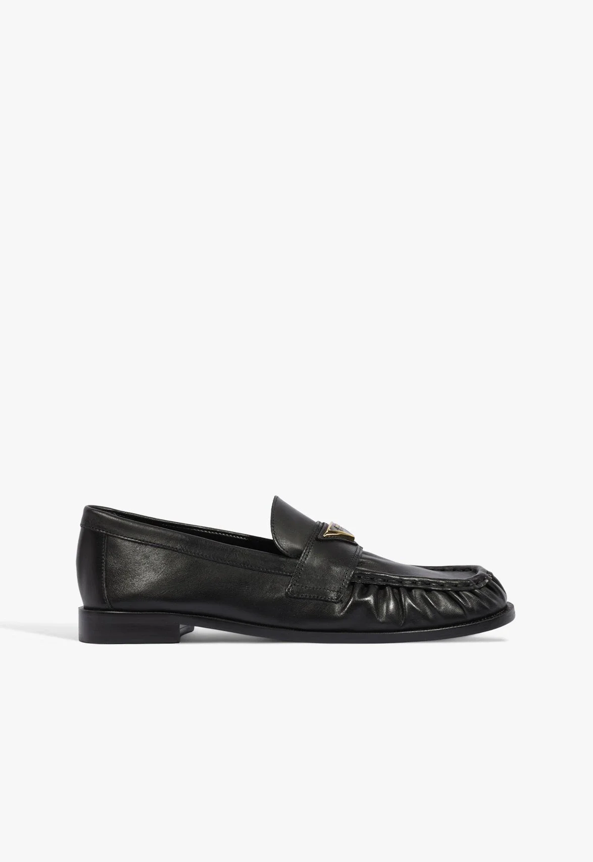 Mocassim Bico Redondo Ferragem Couro Preto