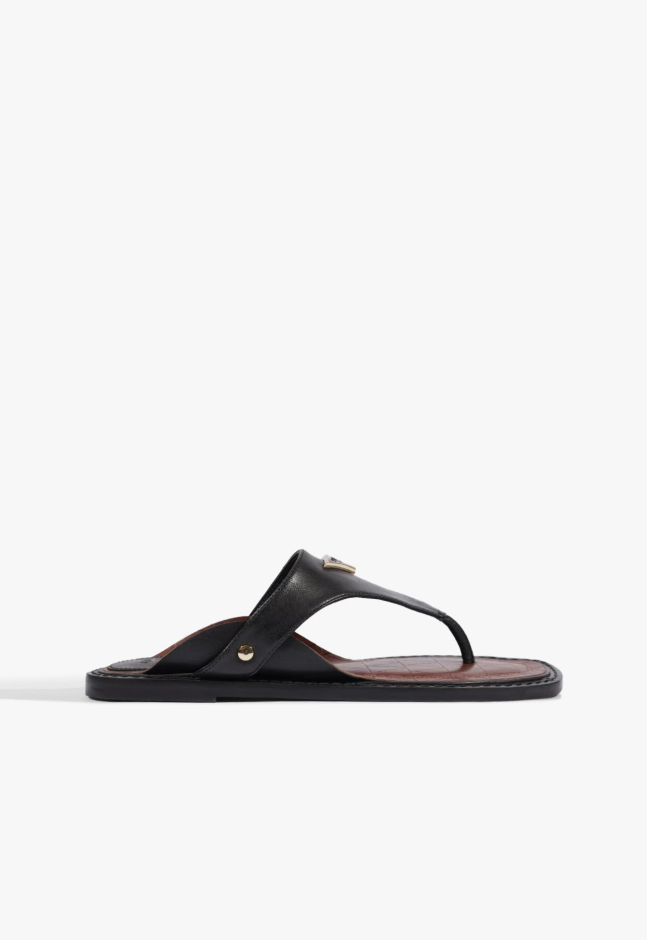 Rasteira Flat Shield Couro Preta
