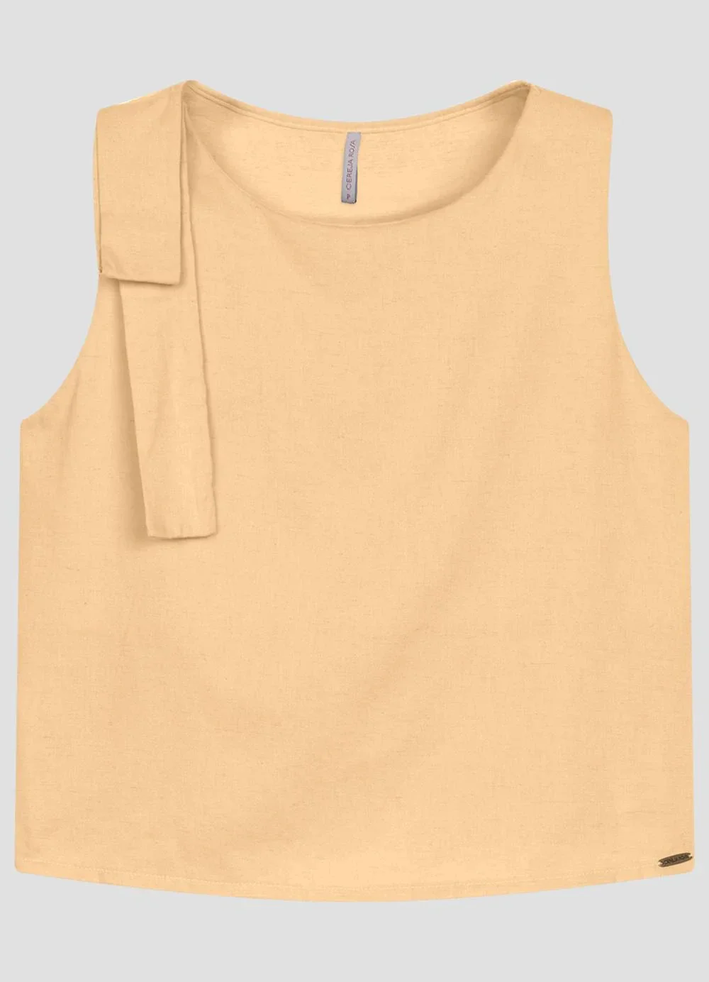 Cereja Rosa - Blusa em Tecido Plano Viscose Linho Bege