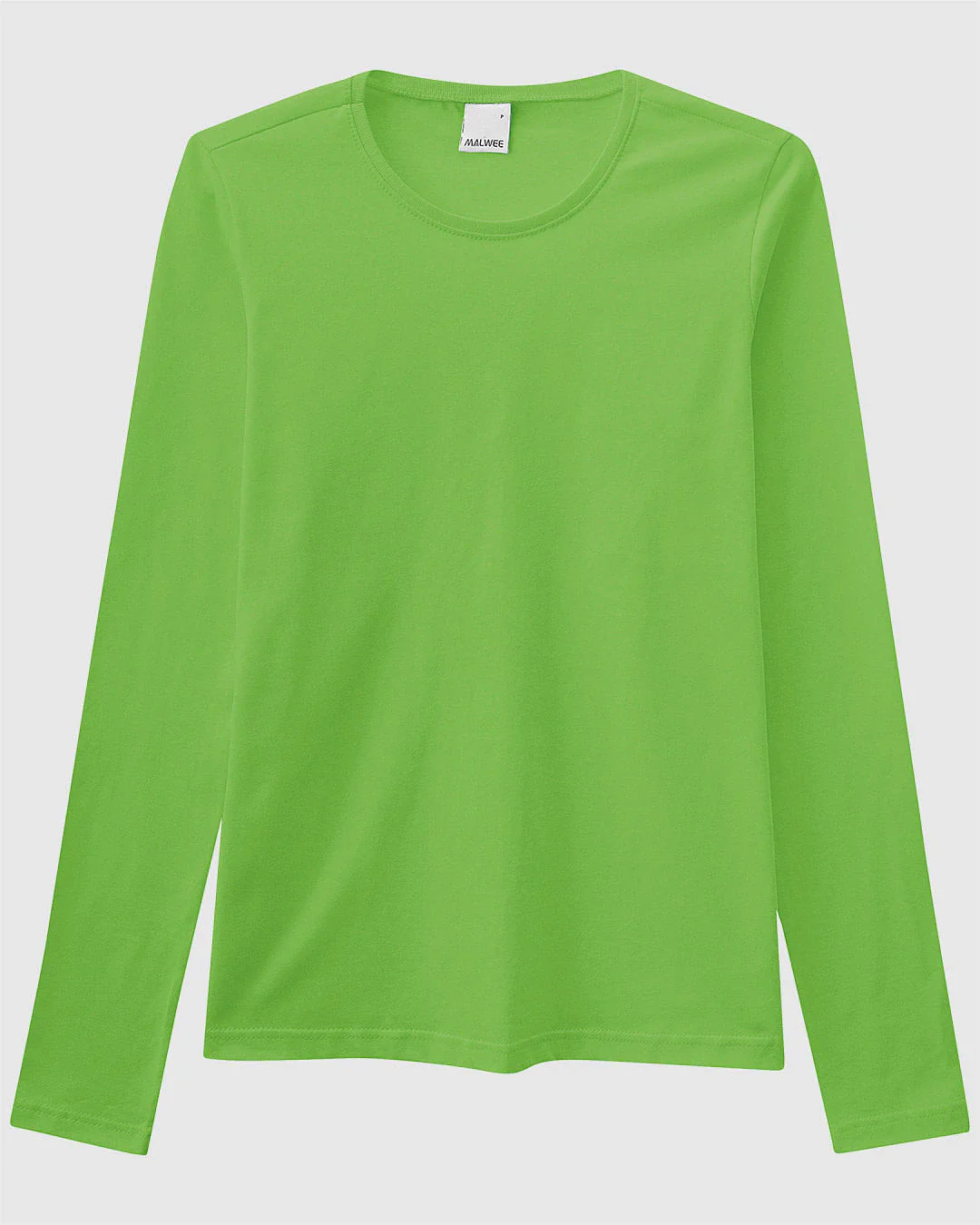 Blusa Básica Feminina Decote Redondo Manga Longa Em Algodão