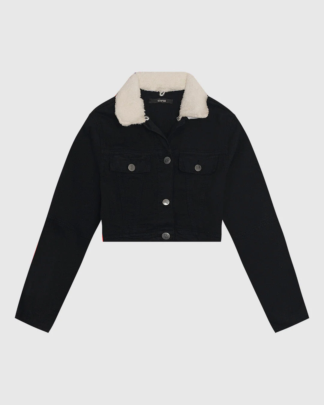 Jaqueta Cropped Feminina Gola Pelo Removível Em Sarja Com Elastano - ENFIM