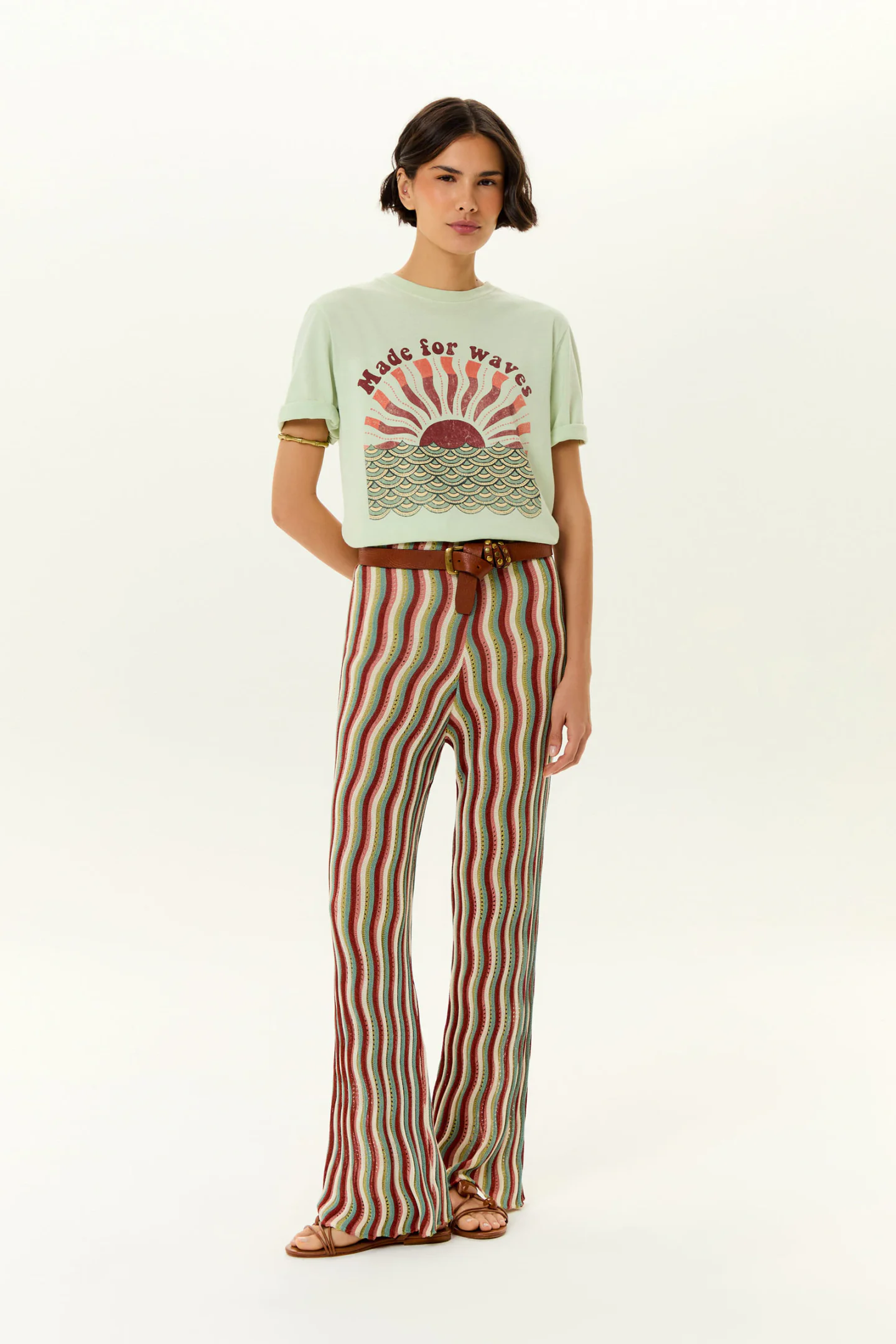 Calça Tricot Ponto Ondas