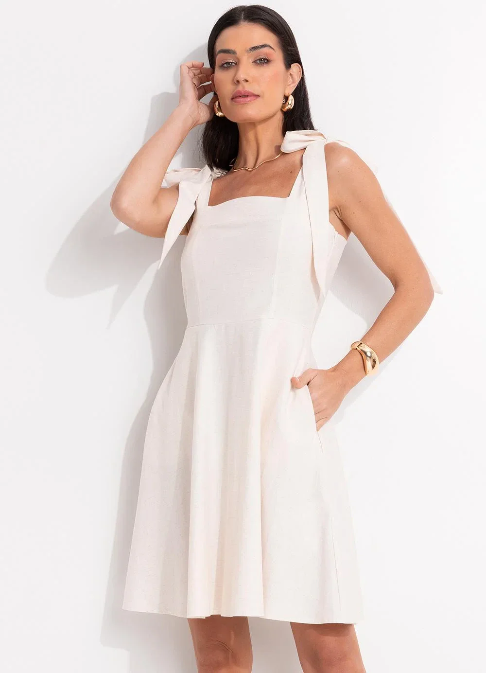 Quintess - Vestido Natural em Linho