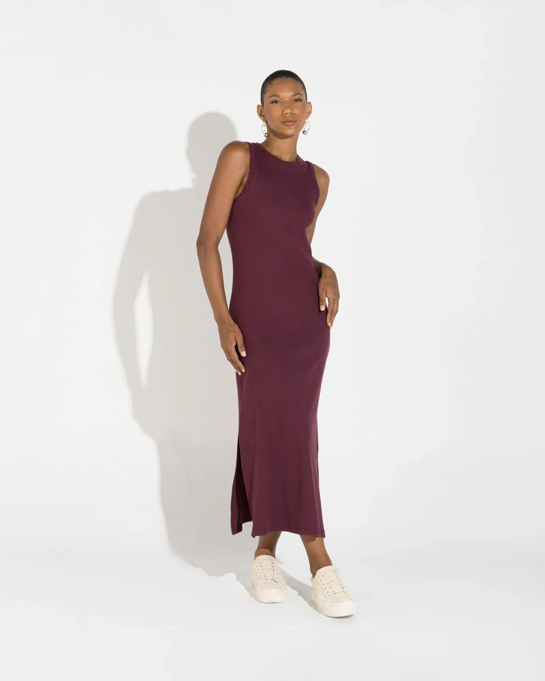 Vestido Midi Canelado Algodão