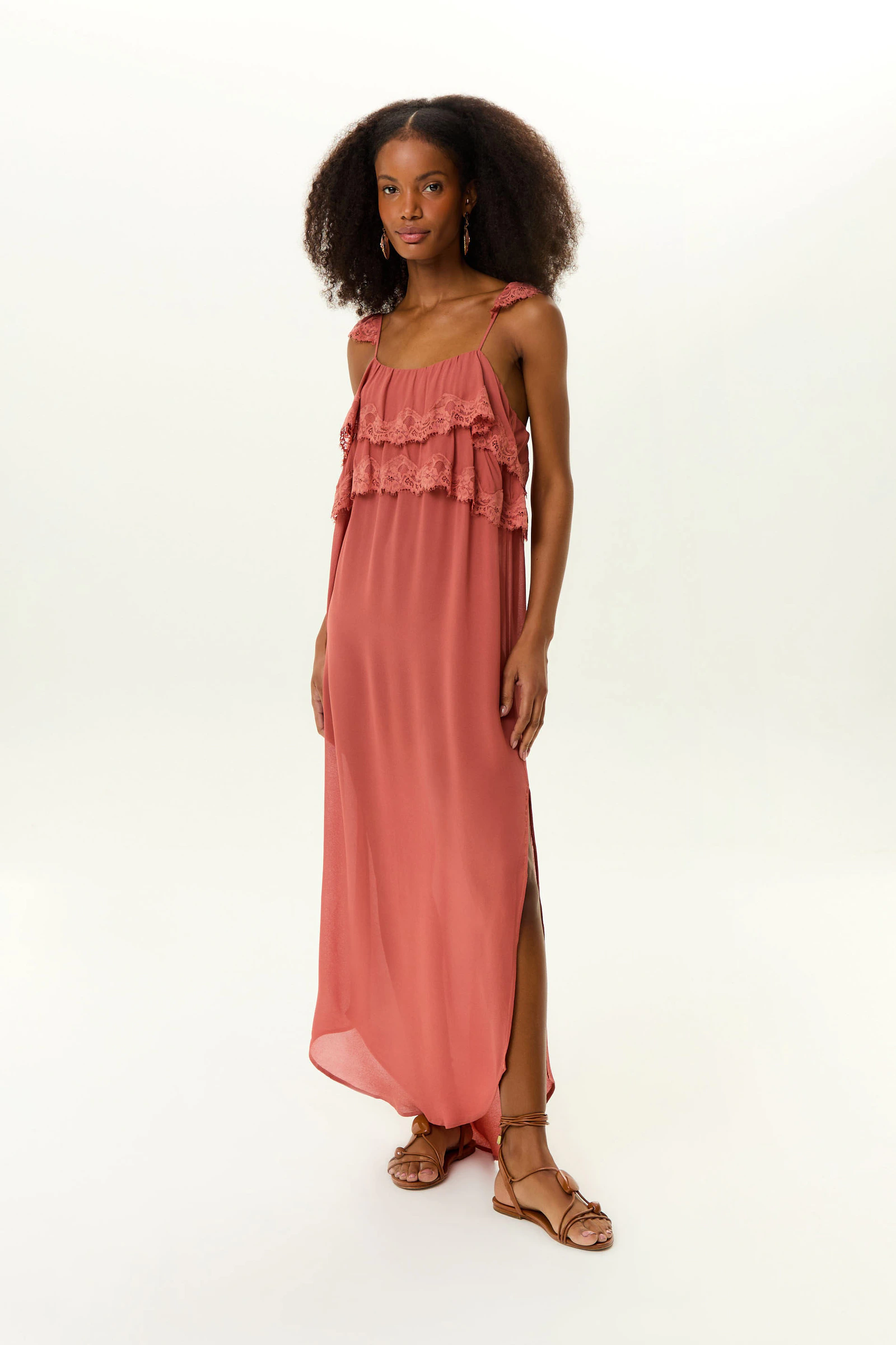 Vestido Midi Ggt Babado Renda