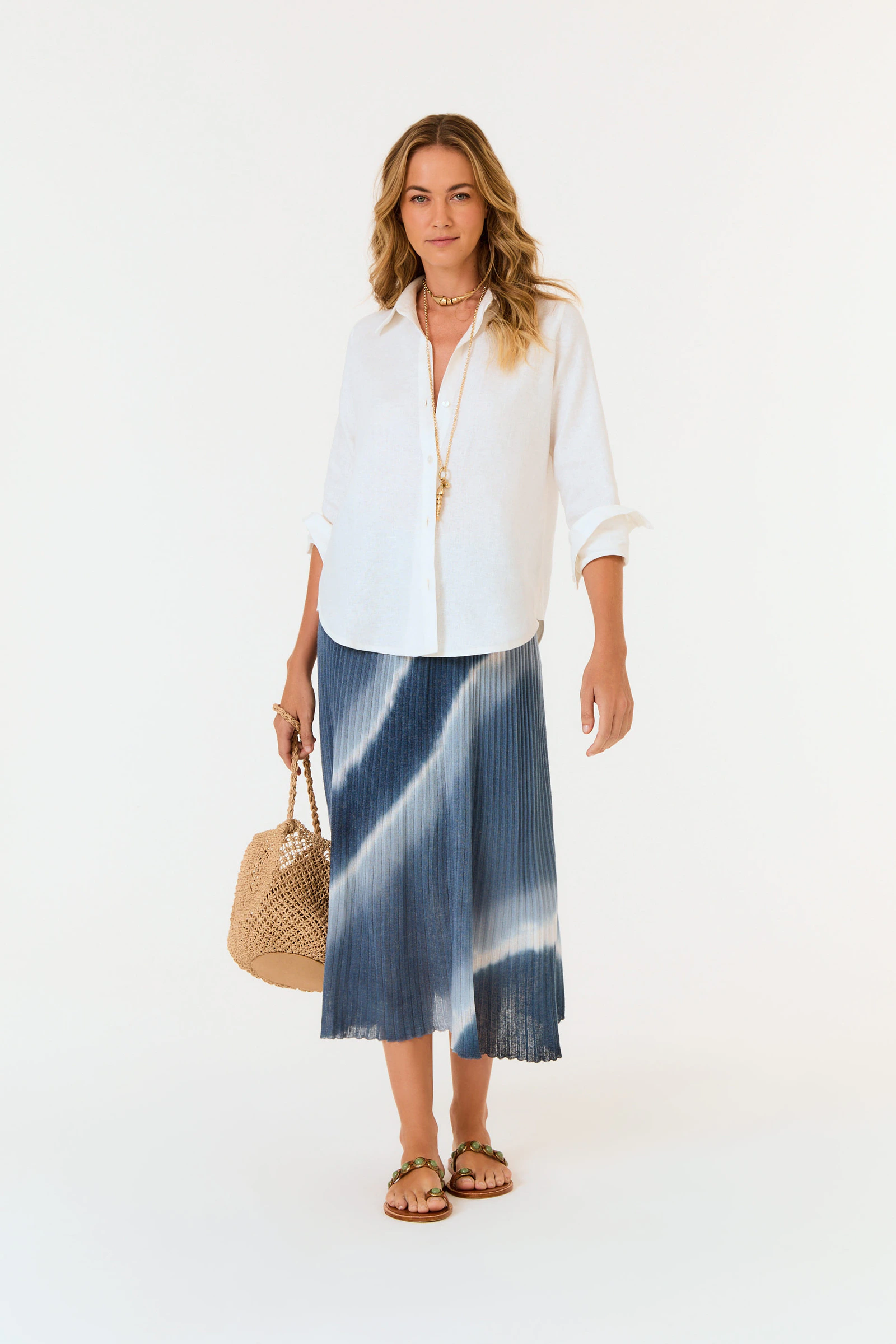 Saia Tricot Plissada Tie Dye