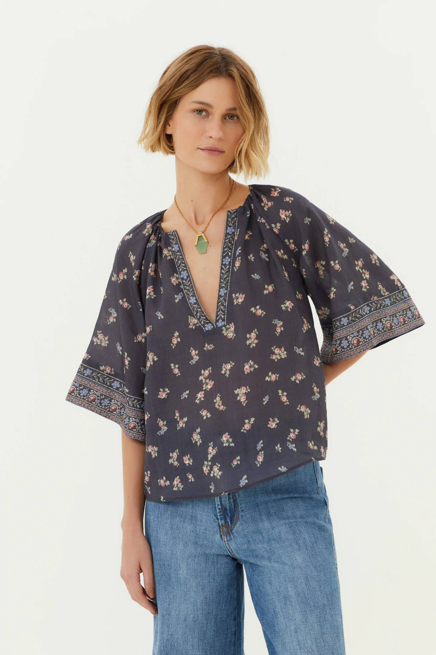 Blusa Manga Curta Estampa Lia c