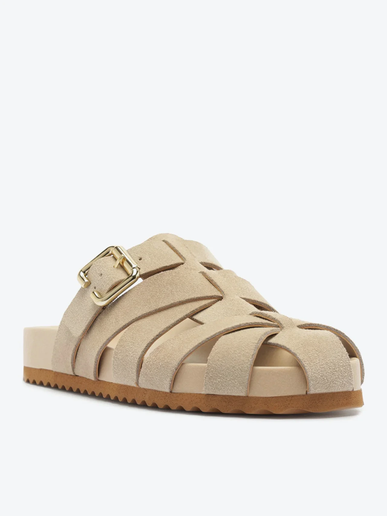 Mule Clog Trama Couro Bege