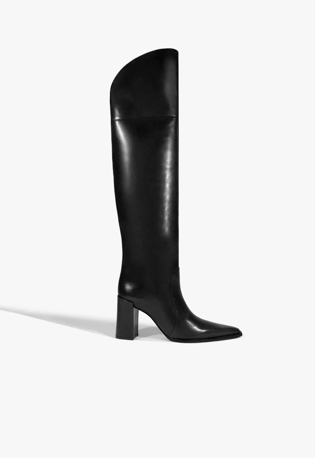Bota Raffaela Over The Knee Couro Preto