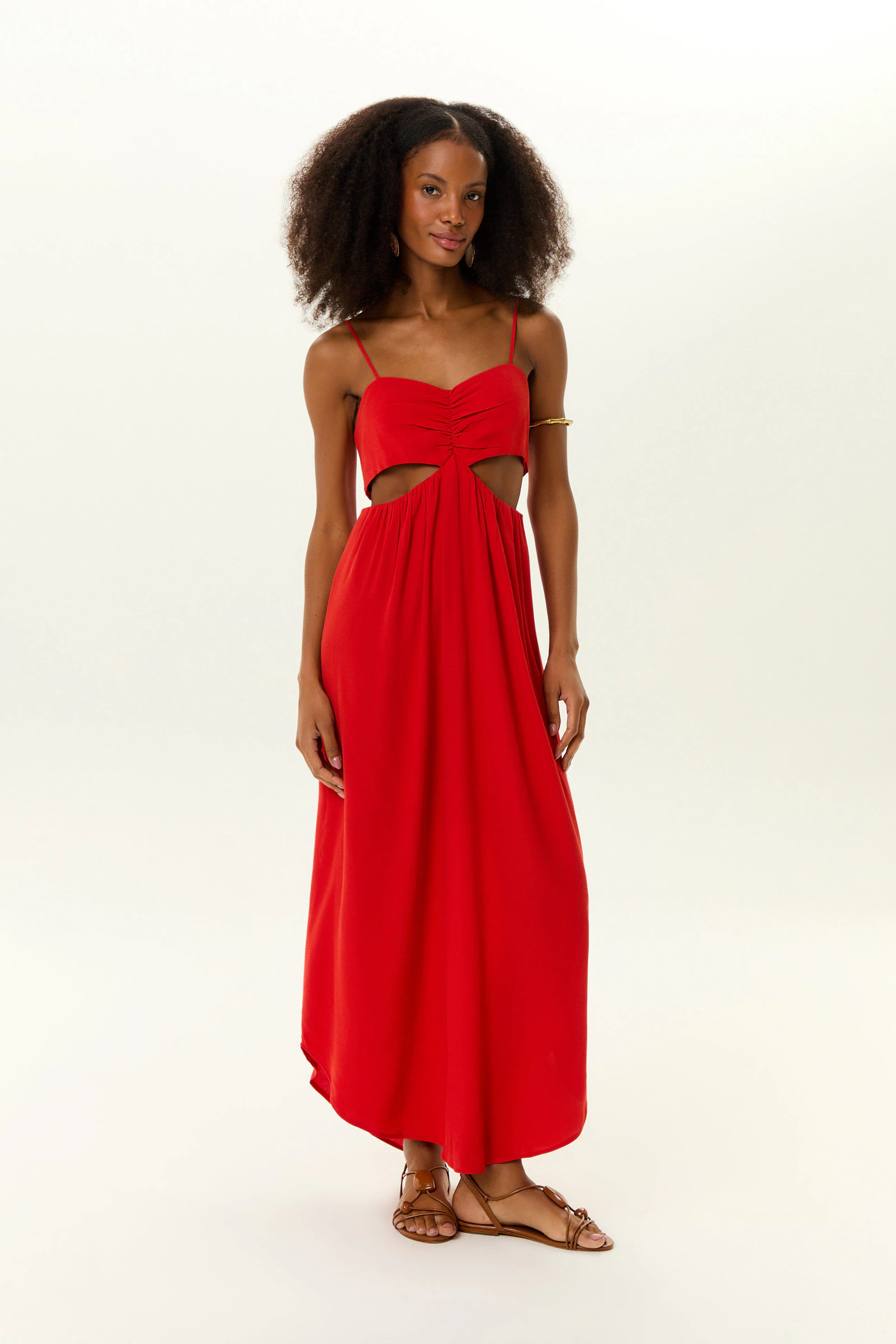 Vestido Midi Sem Alca Detalhe Busto