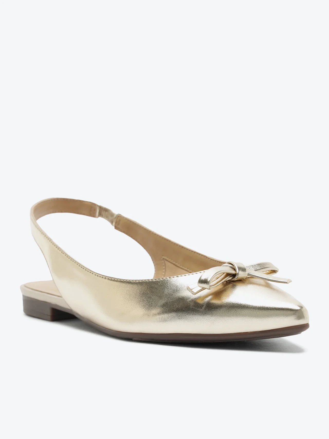 Sapatilha Slingback Laço Minimalista Dourada
