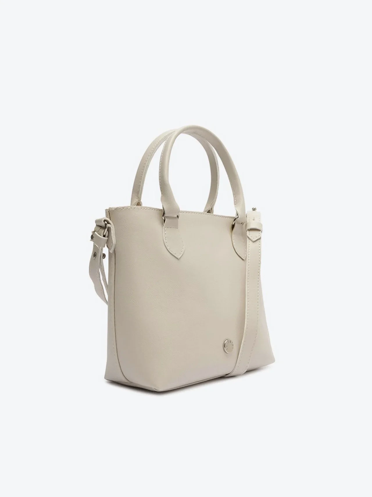 Bolsa Tote Pequena Detalhe Metal Branca