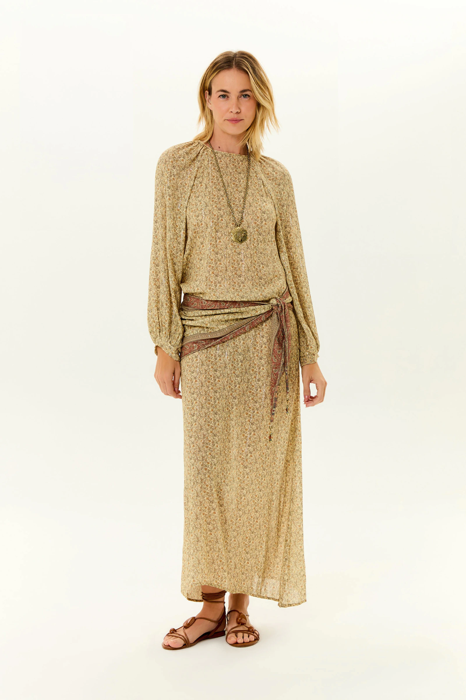 Vestido Midi Lenco Estampa Amarilis