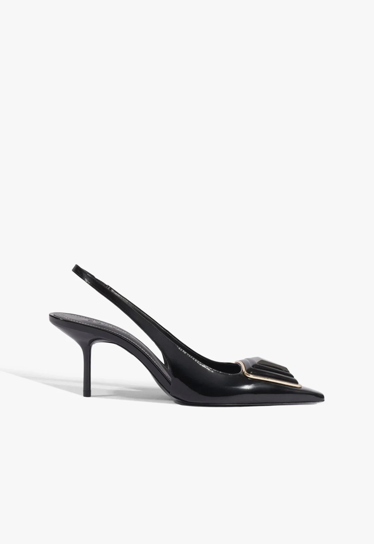 Scarpin Slingback Bico Fino Couro Preto