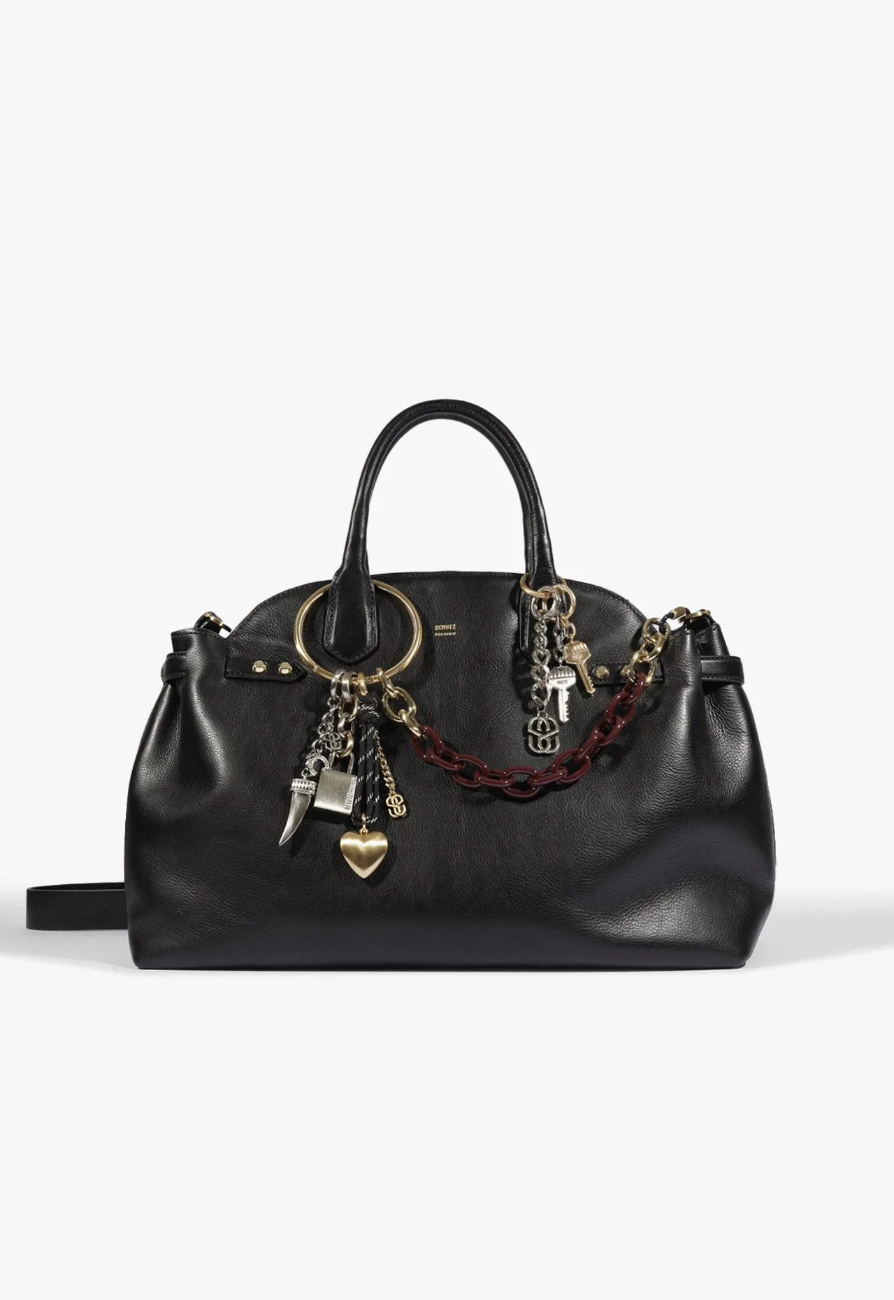 Bolsa Tote Broadway Bag Charm Grande Couro Preta