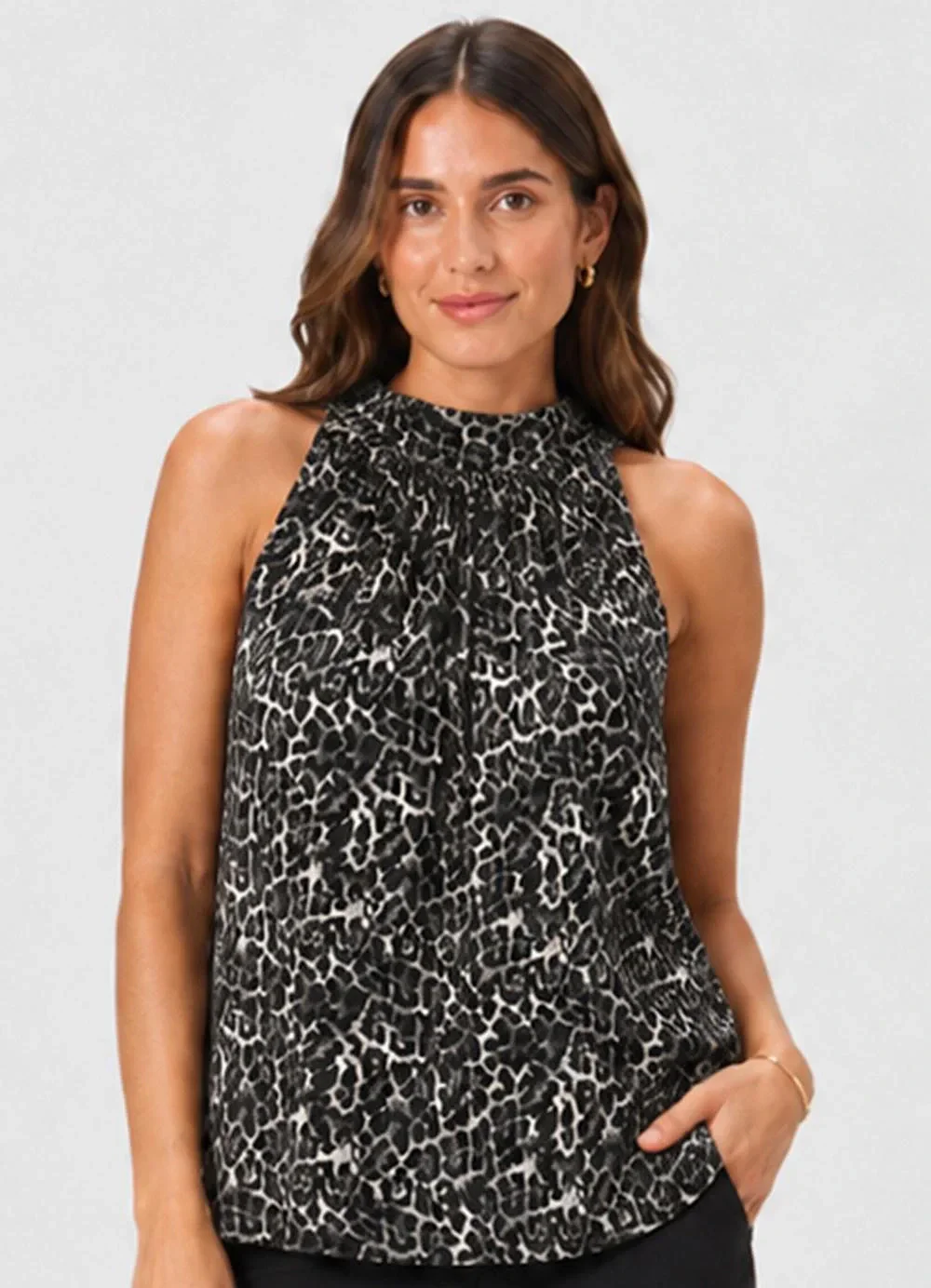 Infinita Cor - Regata Feminina Viscose Estampada Preto