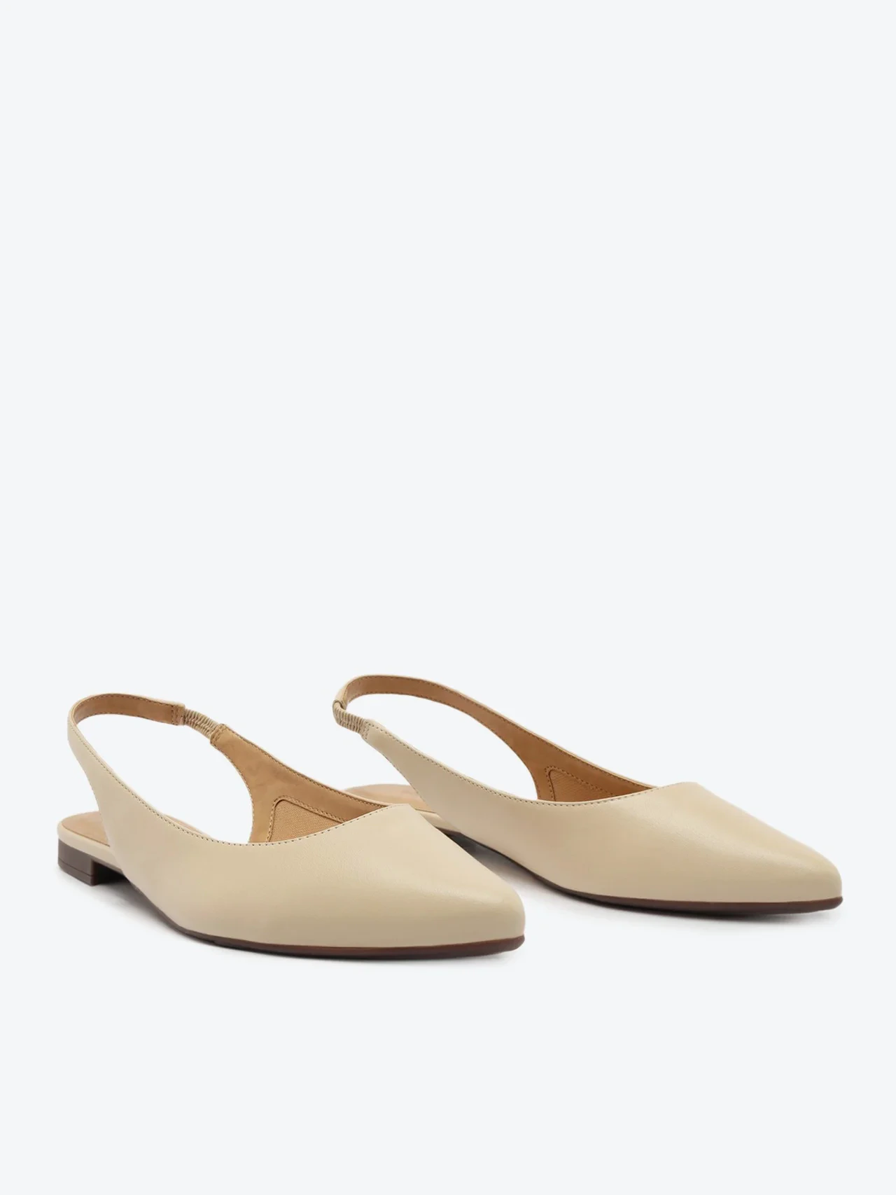 Sapatilha Slingback Bico Fino Bege Ocre