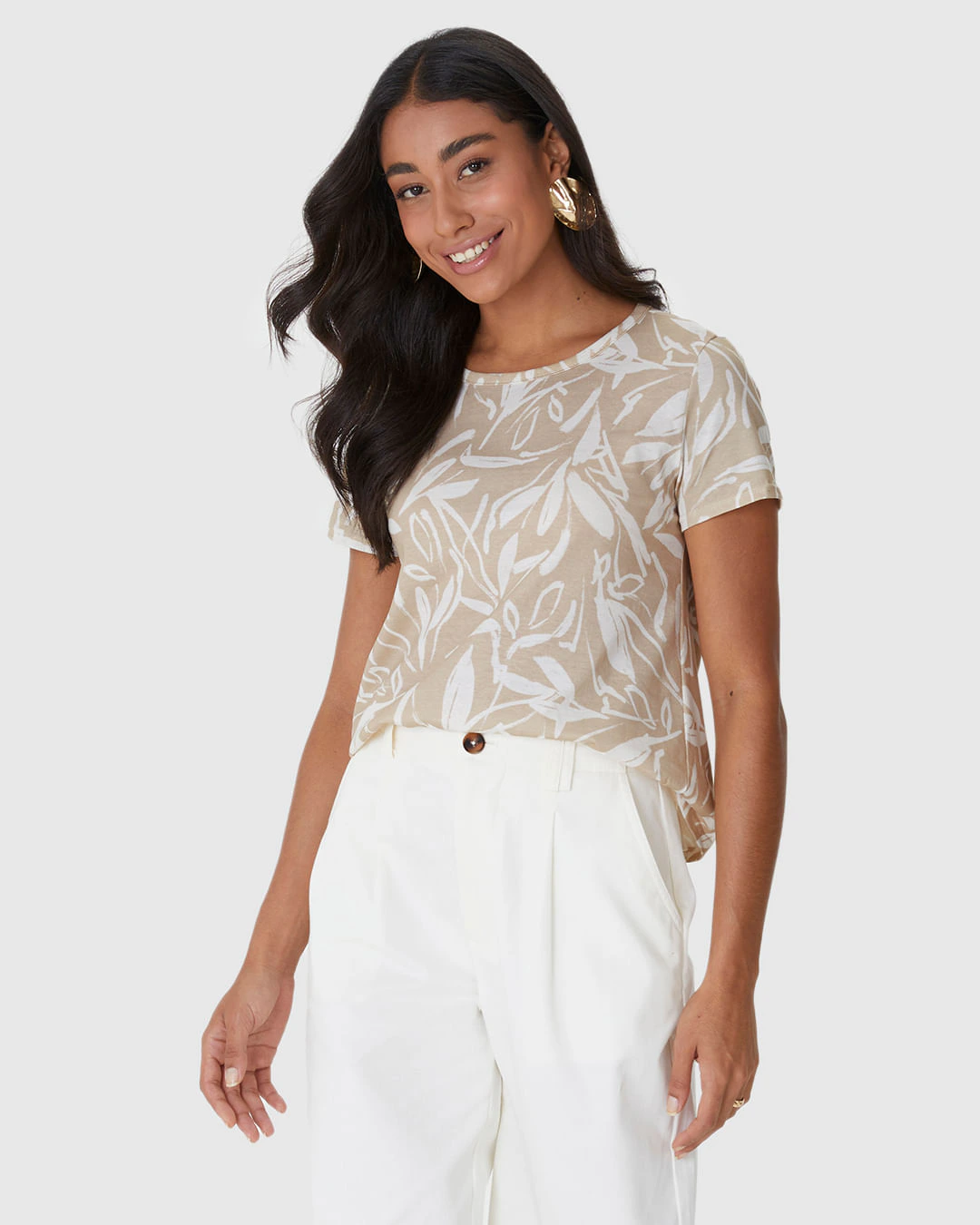 Blusa Feminina Decote Redondo Estampada Em Algodão