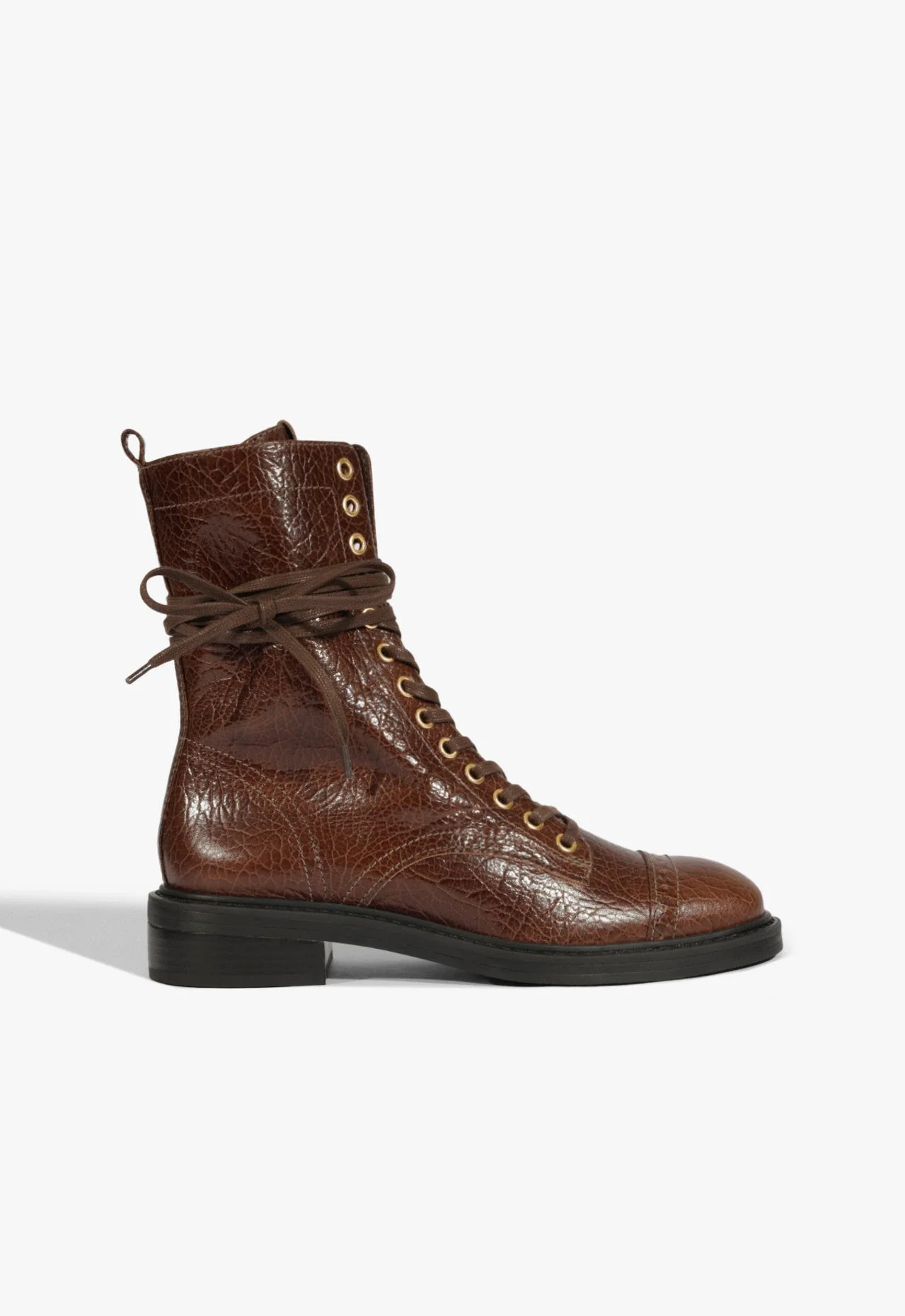 Bota Coturno Kelly Couro Marrom
