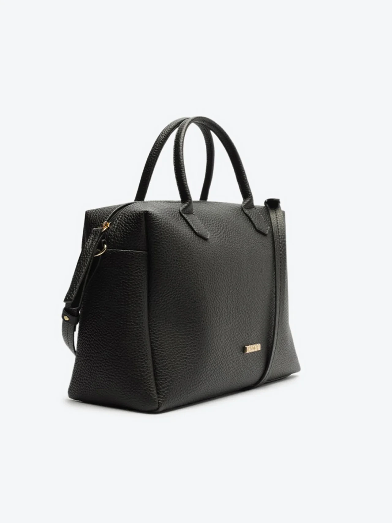Bolsa Tote Média Arredondada Textura Preta