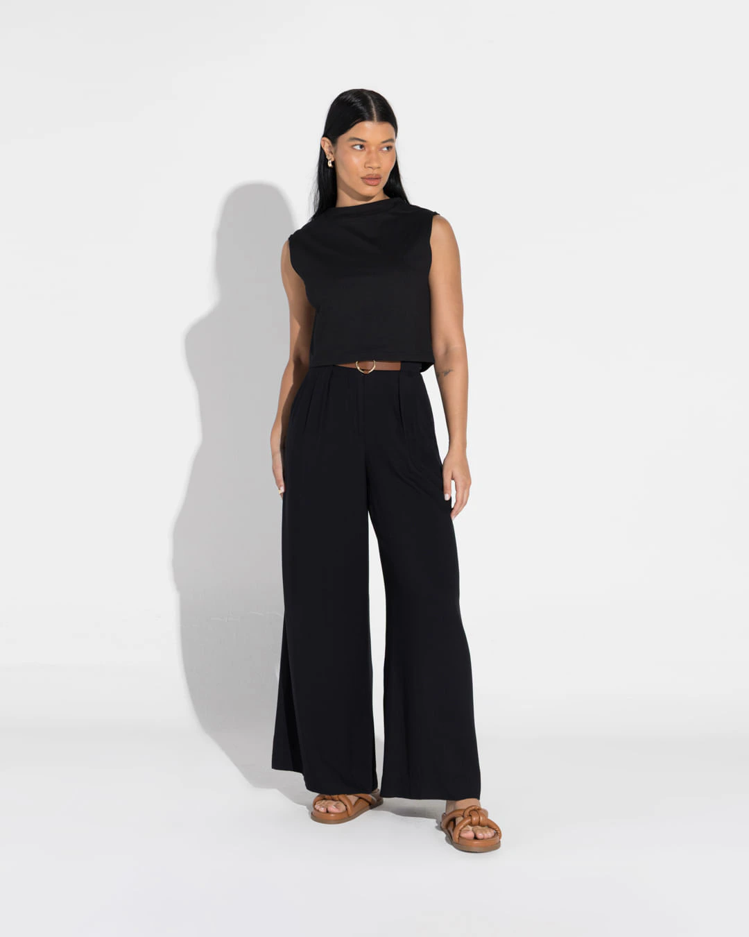 Regata Cropped Malha Striped Feminina