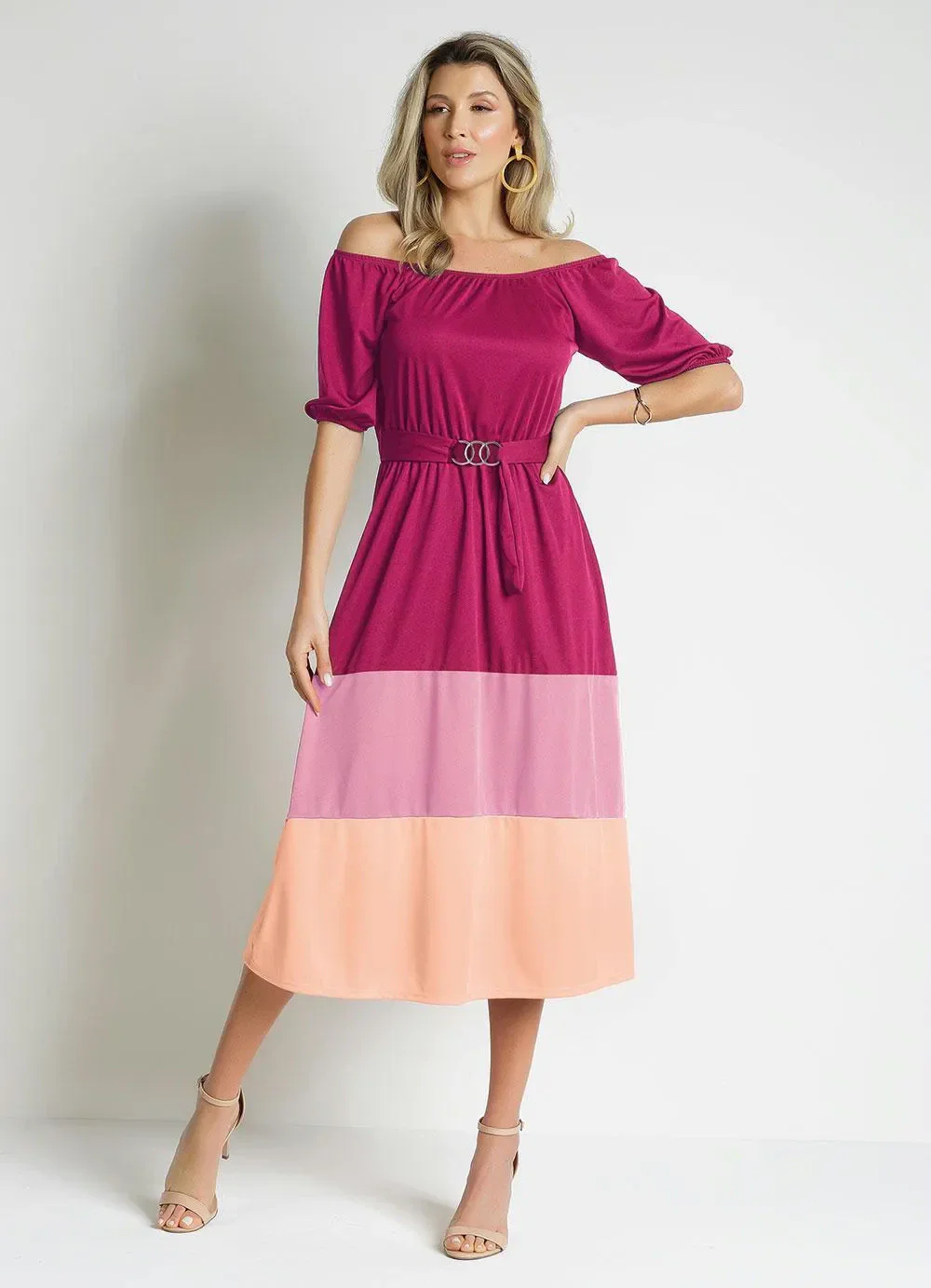 Rosalie - Vestido Tricolor Rosa Comfivela