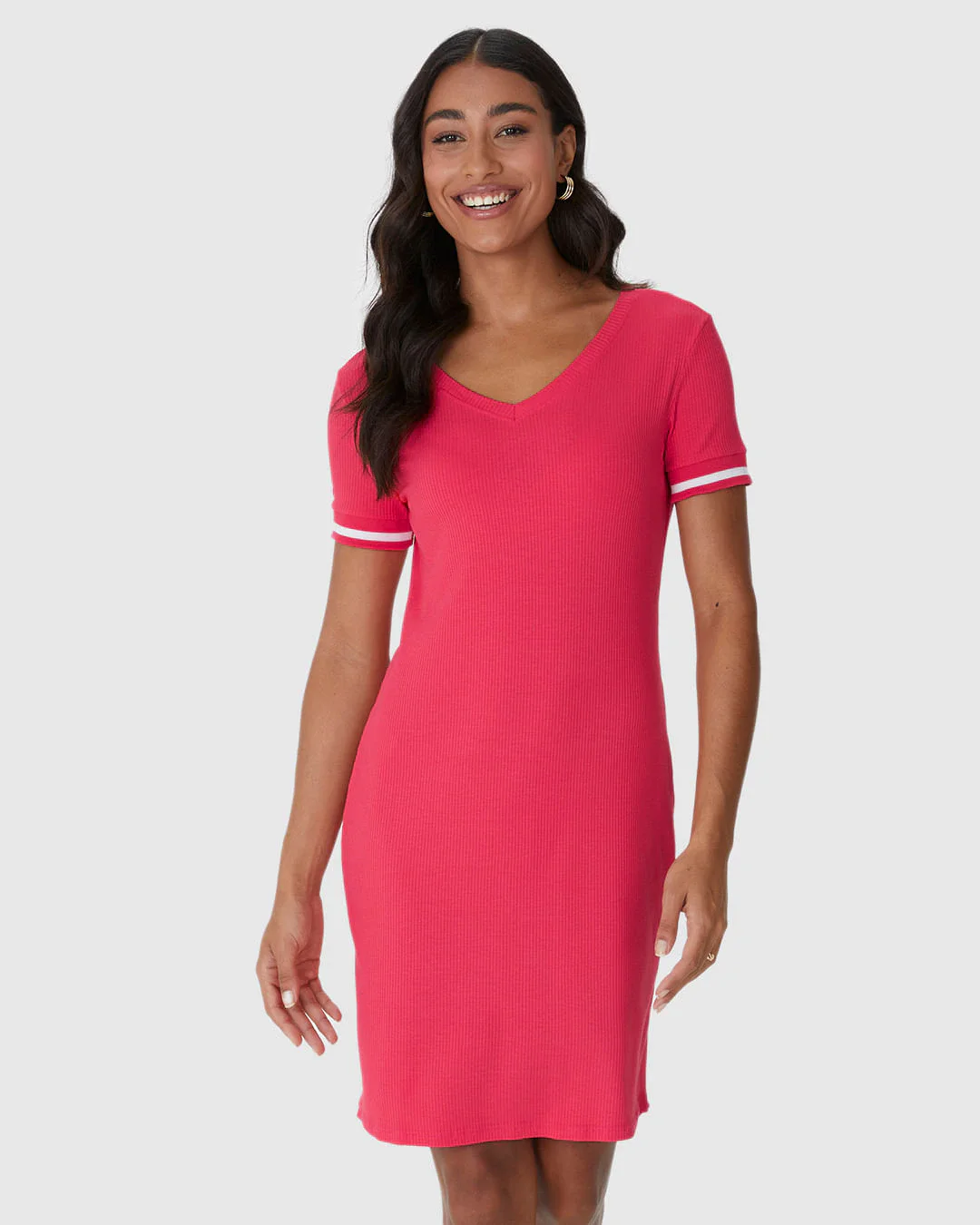 Vestido Feminino Manga Retilínea Em Malha Viscose Canelada