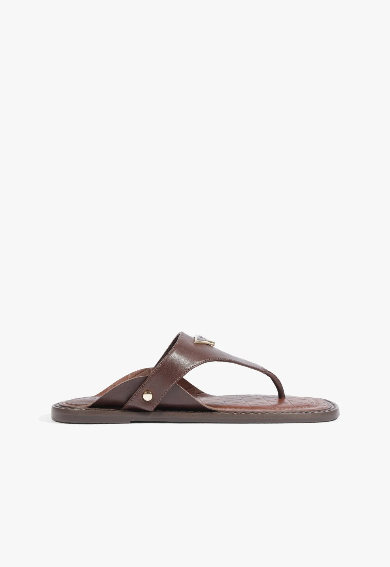 Rasteira Flat Shield Couro Marrom