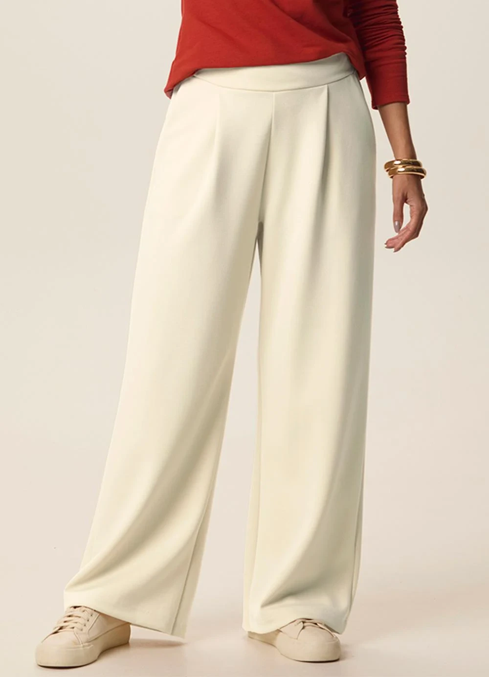 Malwee - Calça Reta em Suedine Premium Off White