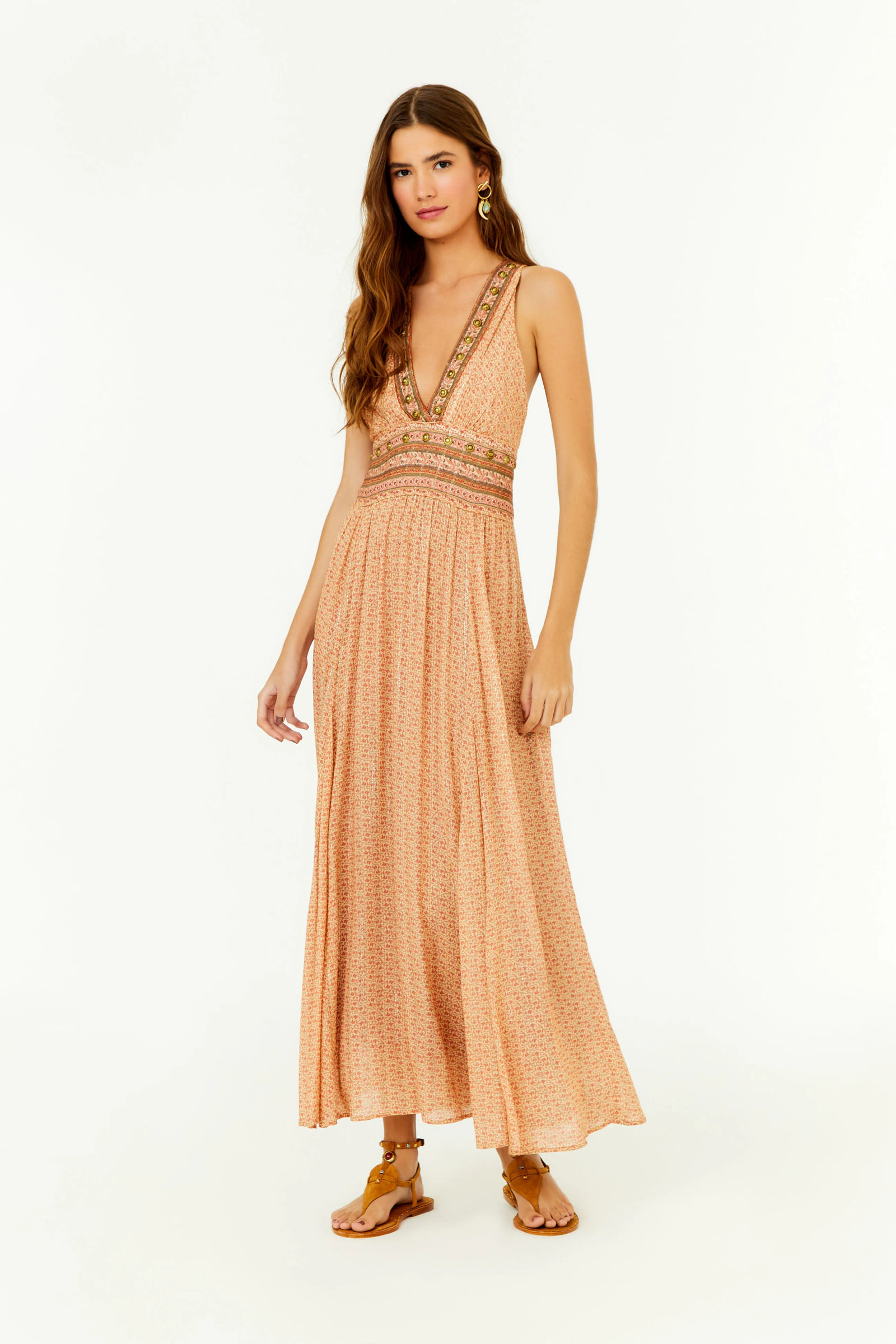 Vestido Decote Metais Estampa Lumine