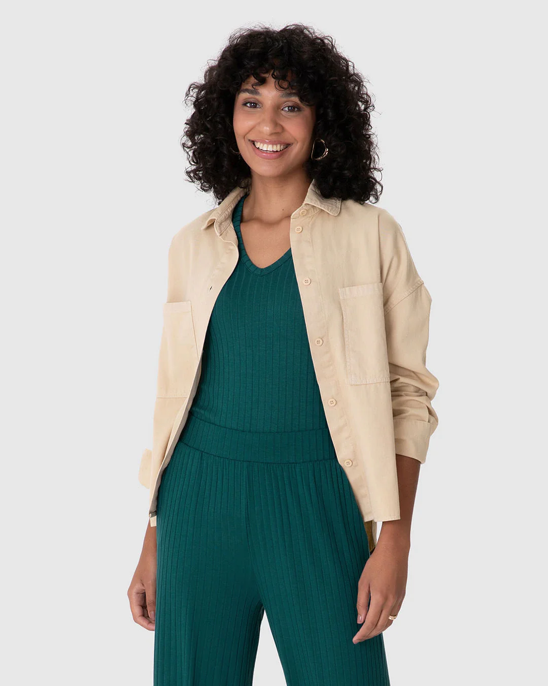 Blusa Básica Feminina Justa Decote V Em Malha Canelada De Viscose