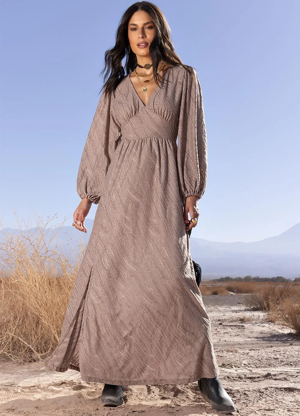 Quintess - Vestido em Malha Jacquard Texturizada