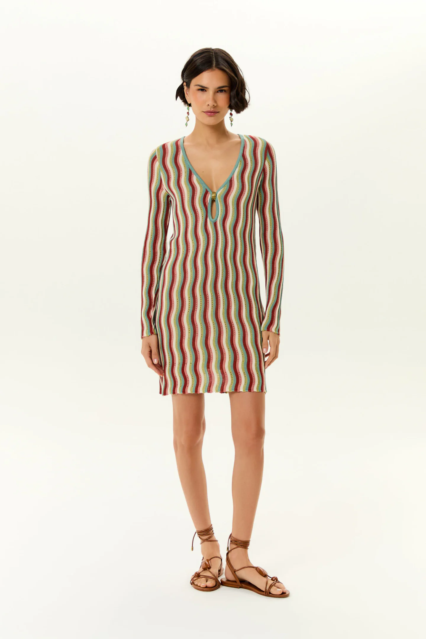 Vestido Curto Tricot Decote Gota
