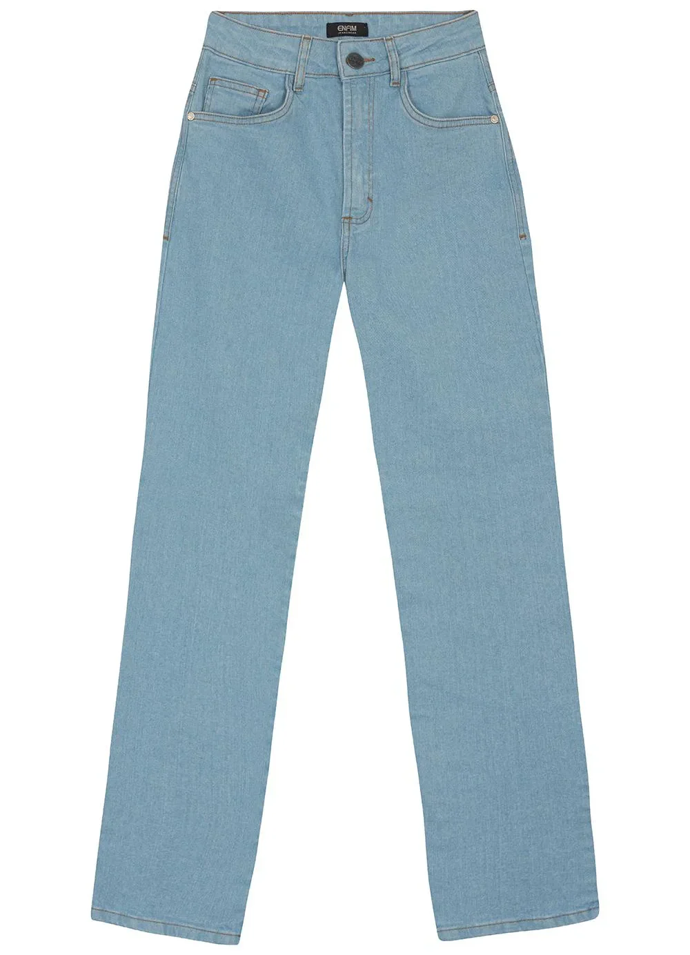 Enfim - Calça Jeans Reta Cintura Alta Azul Claro