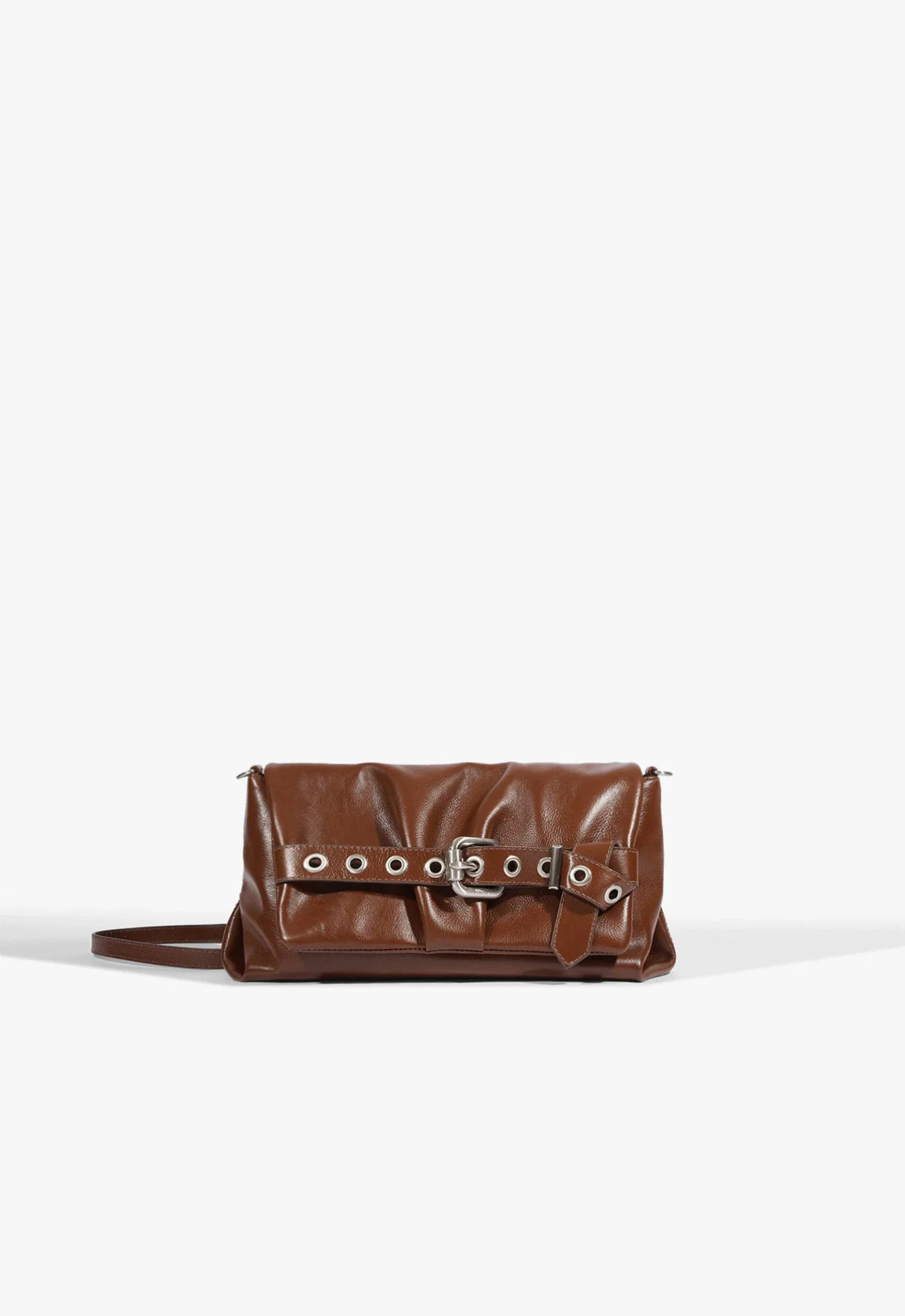 Bolsa Clutch Kelsey Bold Pequena Couro Marrom
