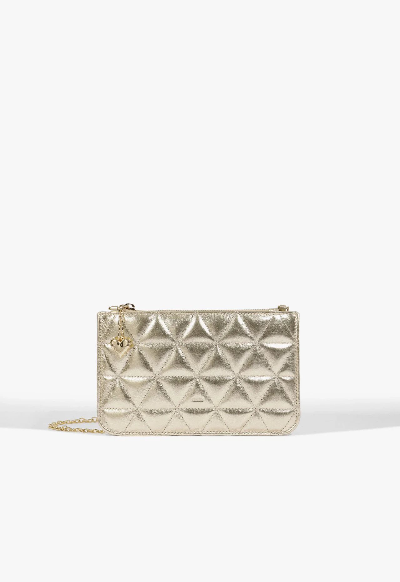Bolsa Tiracolo Love Pouch Pequena Couro Dourada