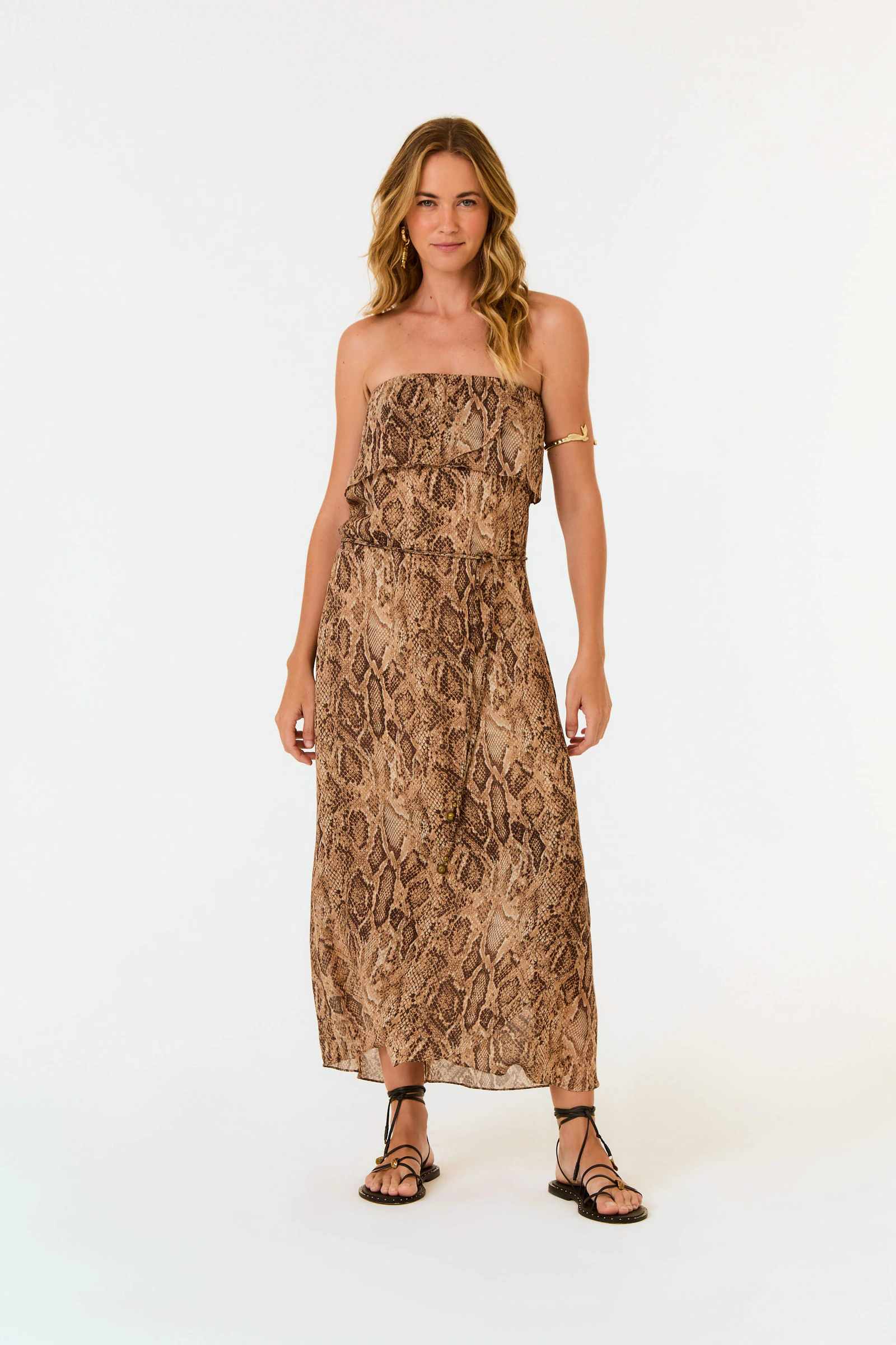 Vestido Midi Sem Alça Ggt Estampa Naja