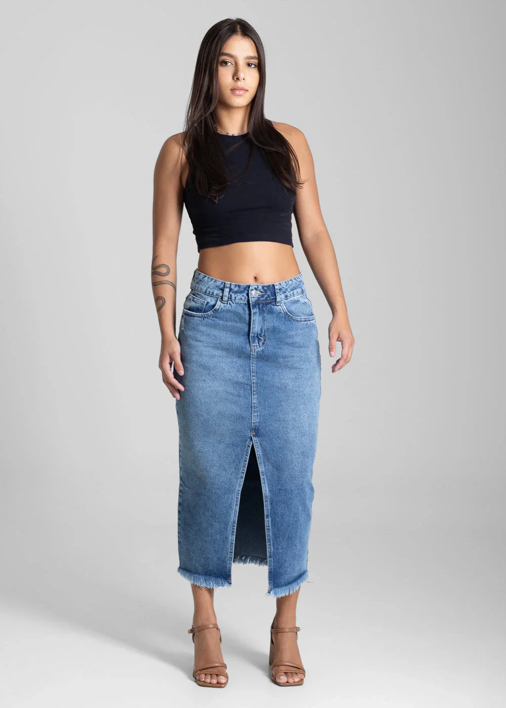 Saia Jeans Sawary Midi - 281991 AZUL