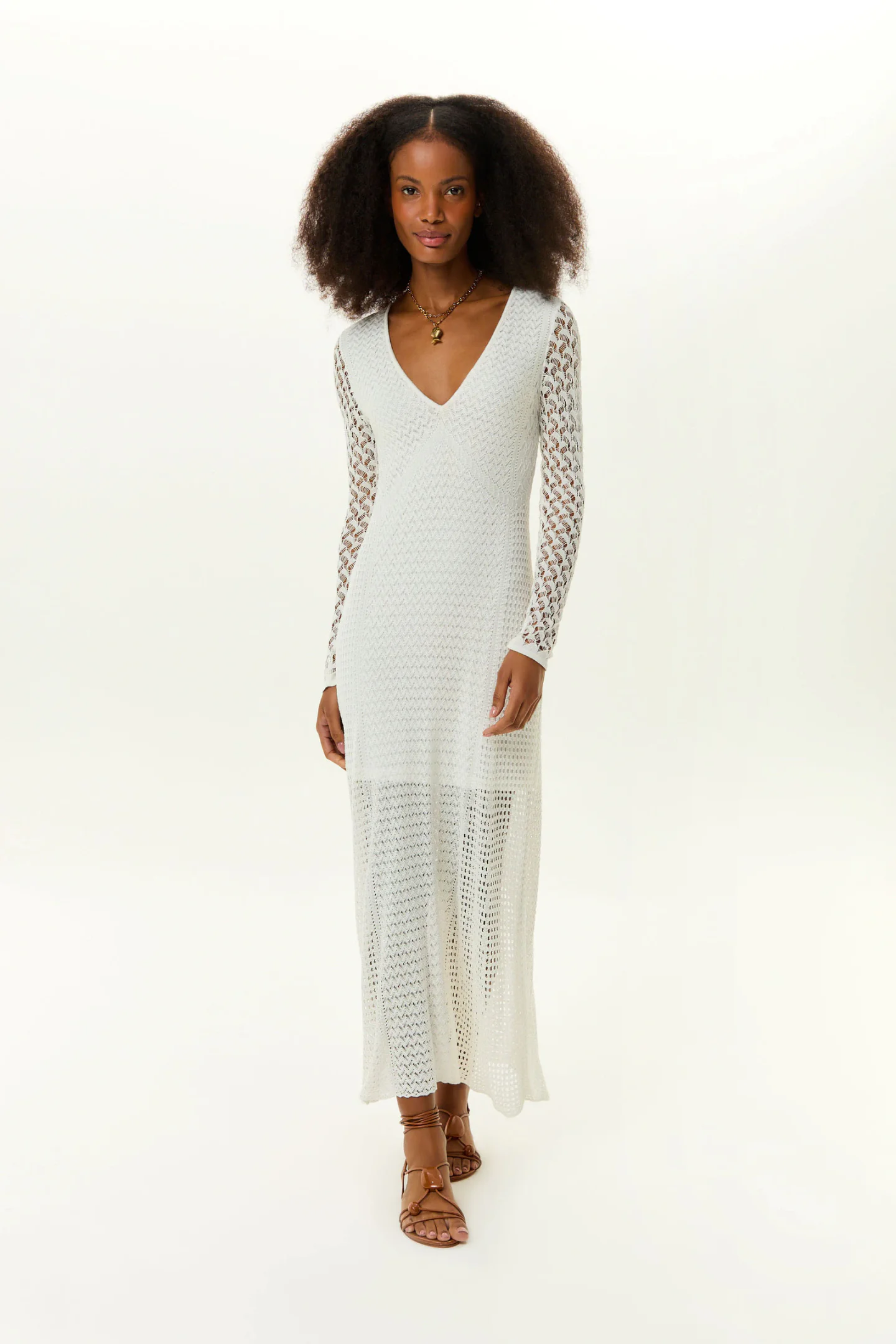 Vestido Tricot Nesgas Ponto Rendado