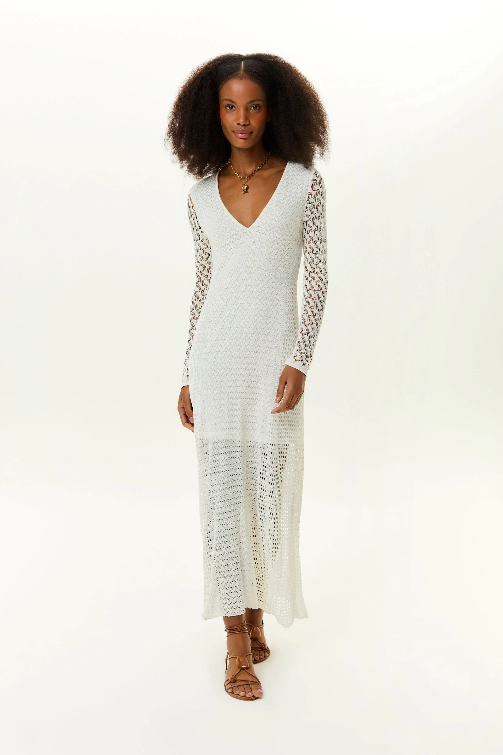 Vestido Tricot Nesgas Ponto Rendado